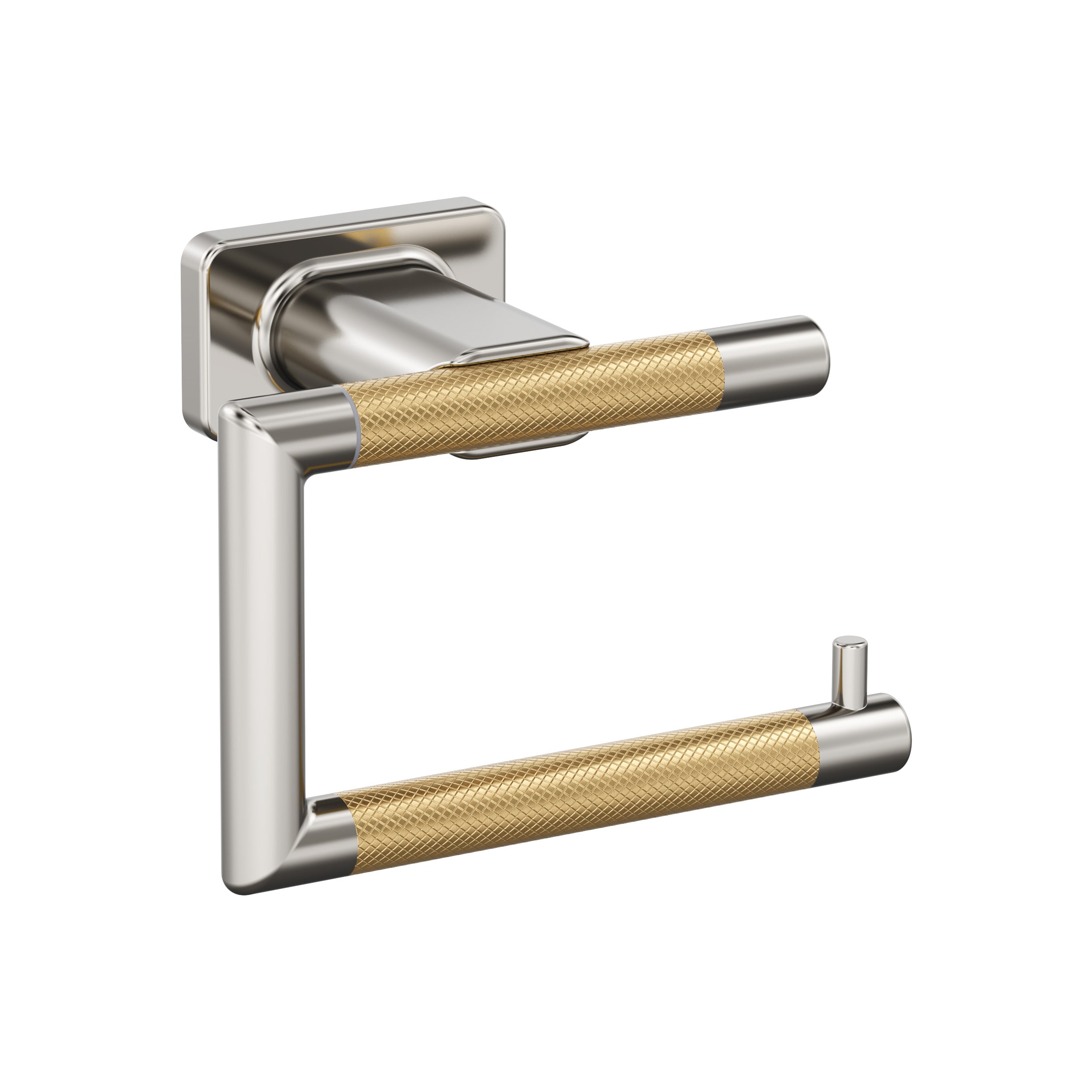 Amerock BH26617PNCZ Esquire Polished Nickel/Champagne Bronze Wall mount Single post Toilet Paper Holder 1 -Rolls with Storage