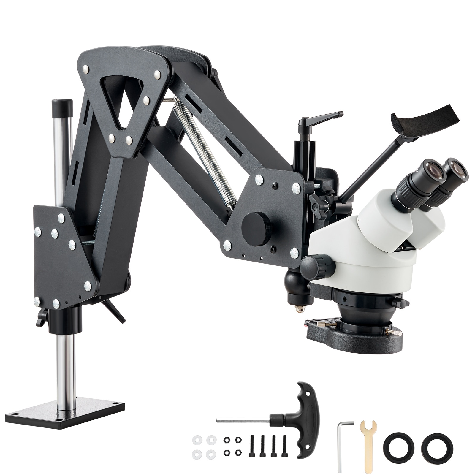 VEVOR SCWXQJTZHXD006375V9 Multi-Directional Microscope with Spring Bracket 7X-45X Magnification Jewelry Microscope Micro Jewelry Inlaid Stand with Integrated USB Ring LED Light Jewelers Microscope for Jewelry Inlay