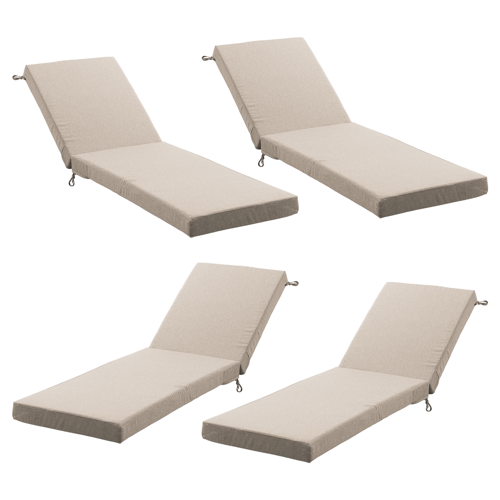 Rilyson FSZBDTC009BE4 44-in x 22.4-in 4 -Piece Beige-4 Piece Patio chaise lounge chair cushion
