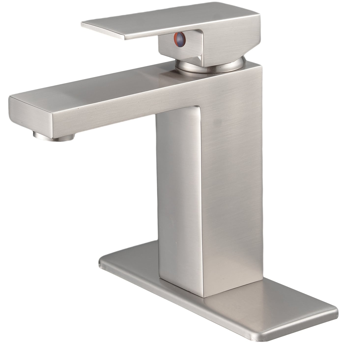 WELLFOR BFB5106BN -WF Brushed Nickel Single hole 1-handle Mid-arc Commercial/Residential Handle Bathroom Sink Faucet with Deck Plate