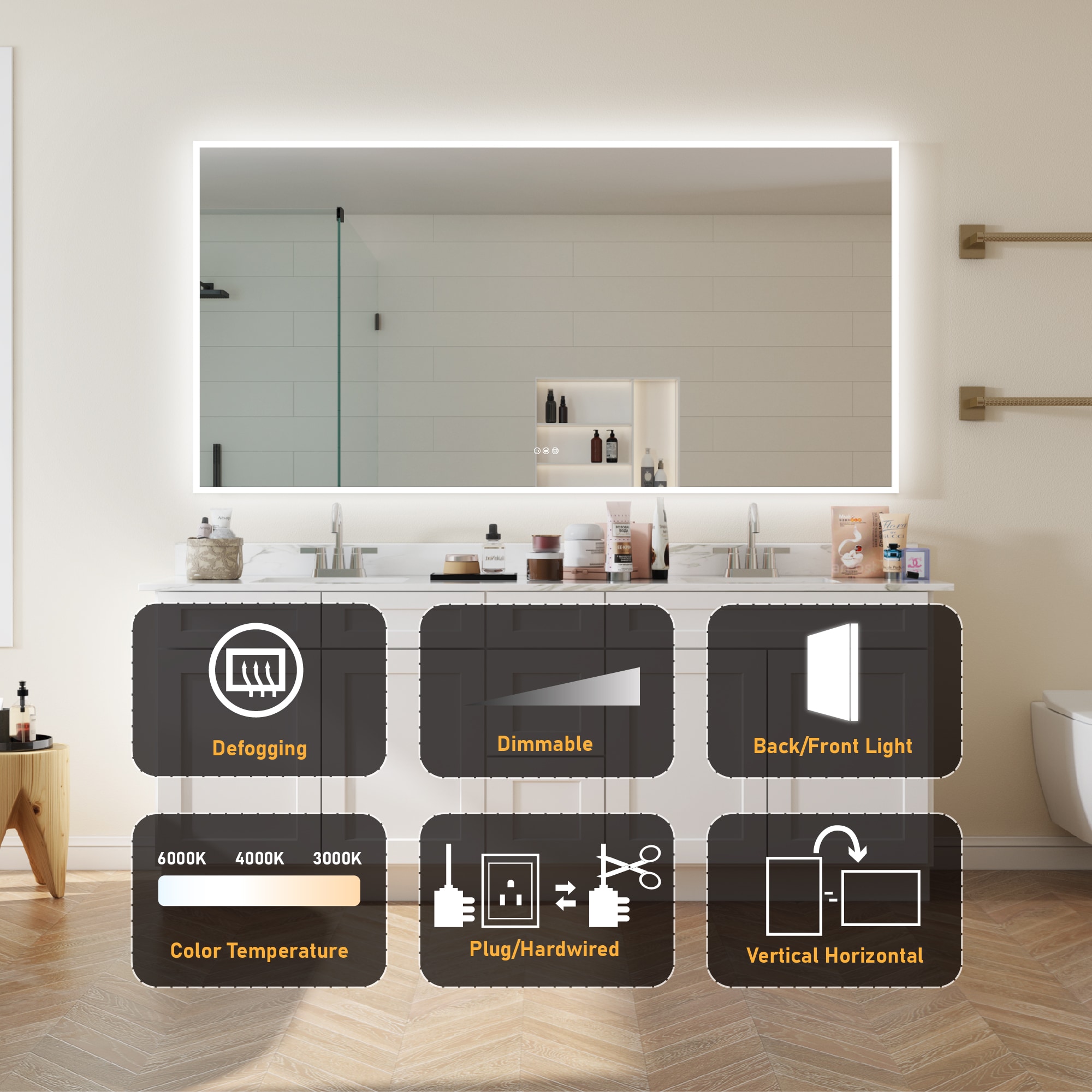 WELLFOR W10MRL8442 Framed-Bath-Mirrors - View #4