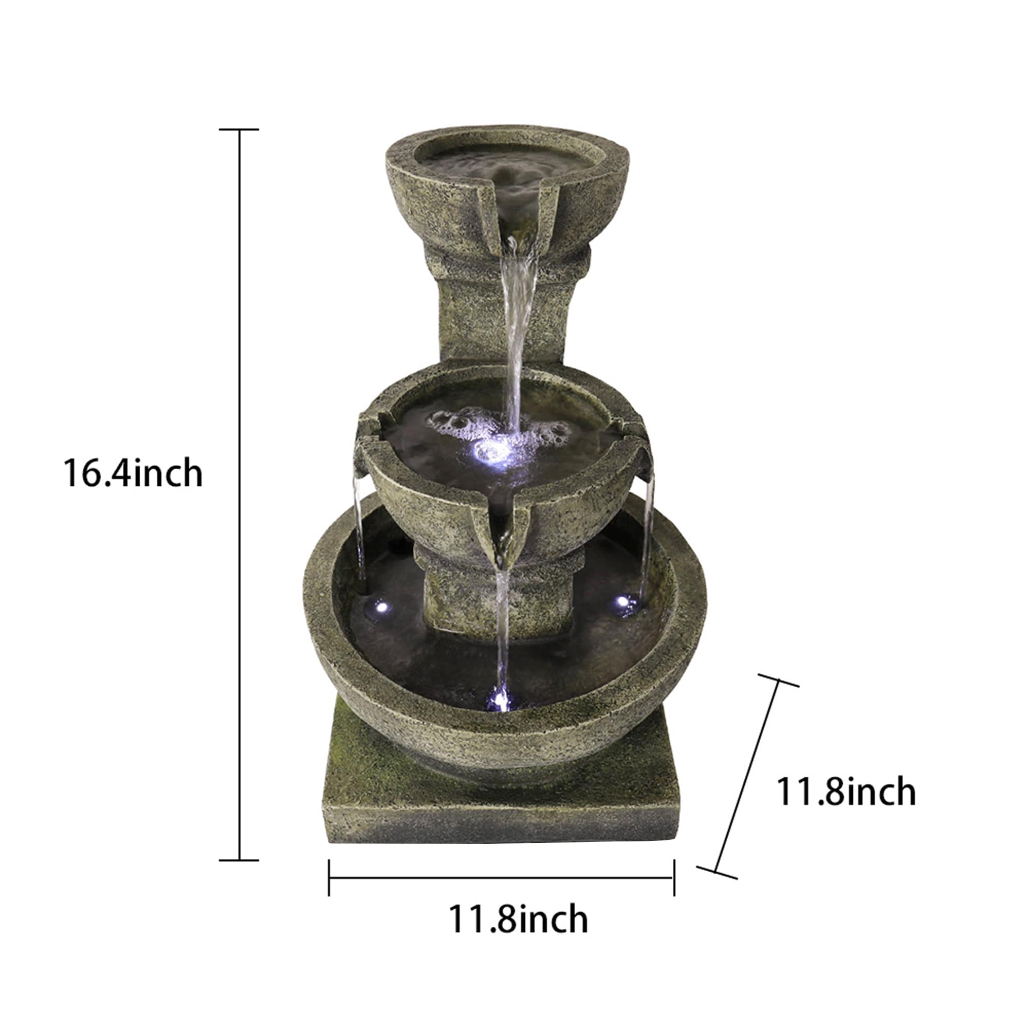 Watnature 16.4-in H Resin Water Outdoor Fountain Statue Pump Included ...