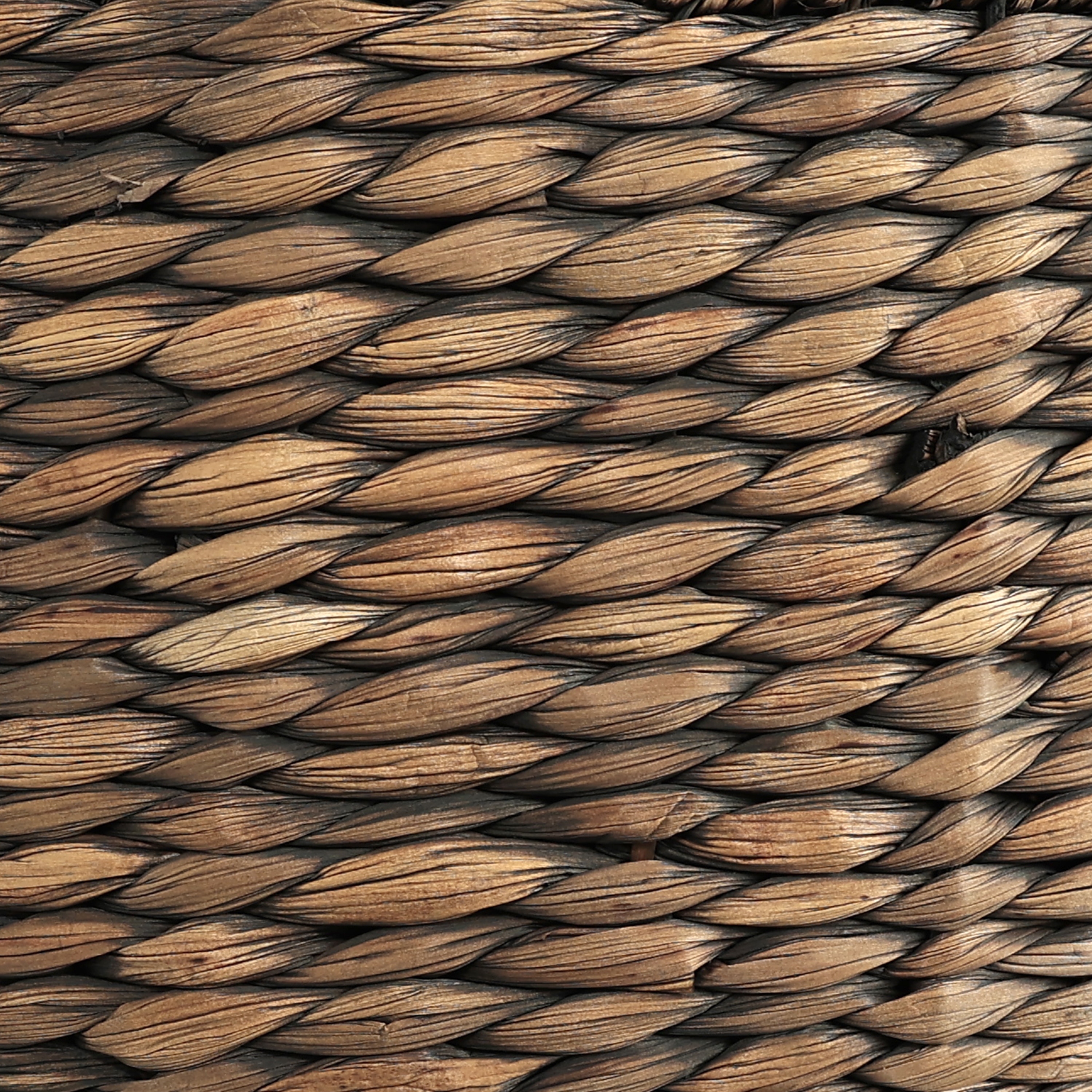 18" Brown Wash Handwoven Hyacinth Storage Accent Table