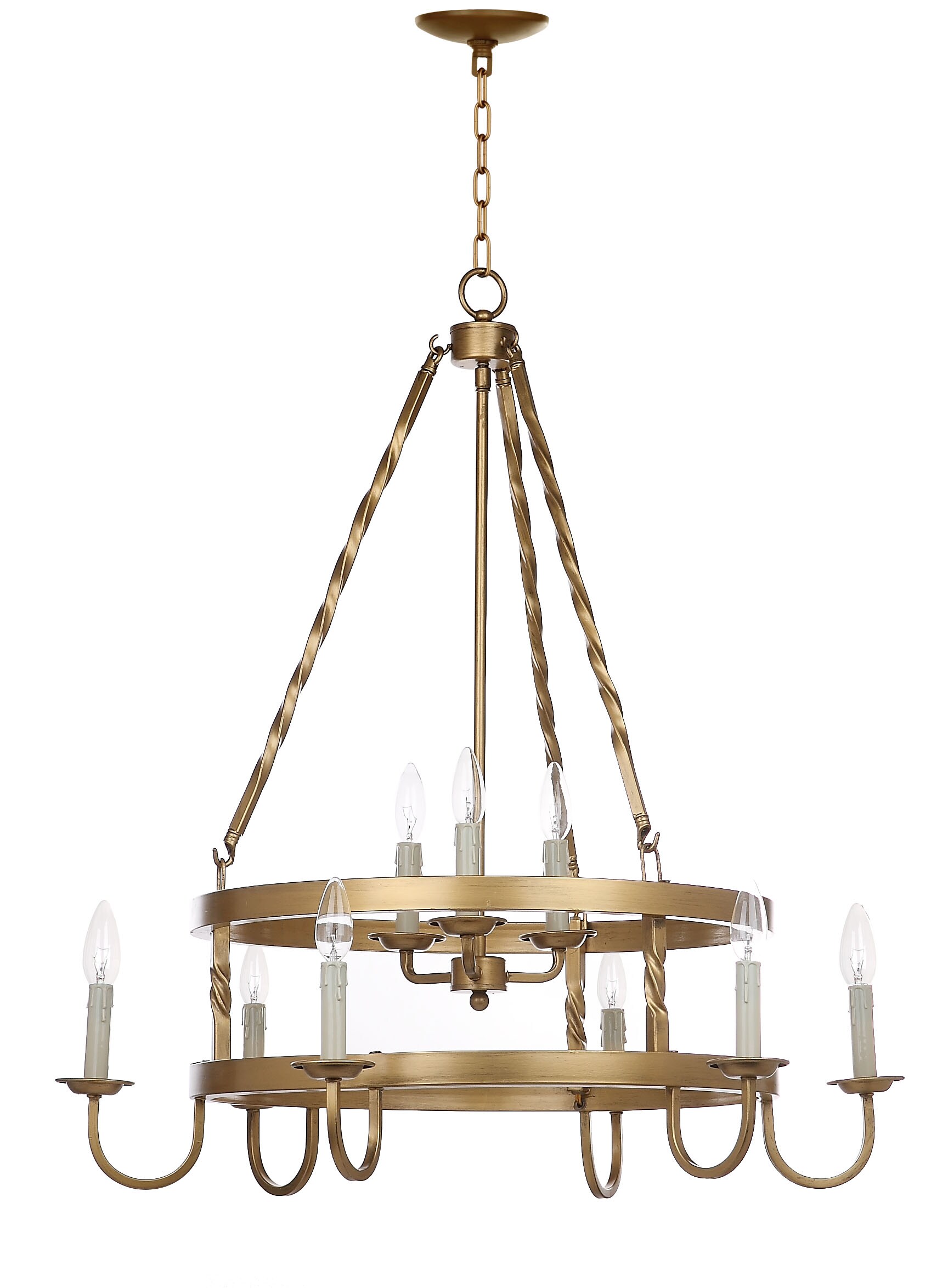Safavieh LIT4385A Crowley 9 -Light Matte Gold Transitional For Use in Bathrooms, Bedrooms, Dining Rooms, Foyers, Kitchens, Living Rooms Chandelier