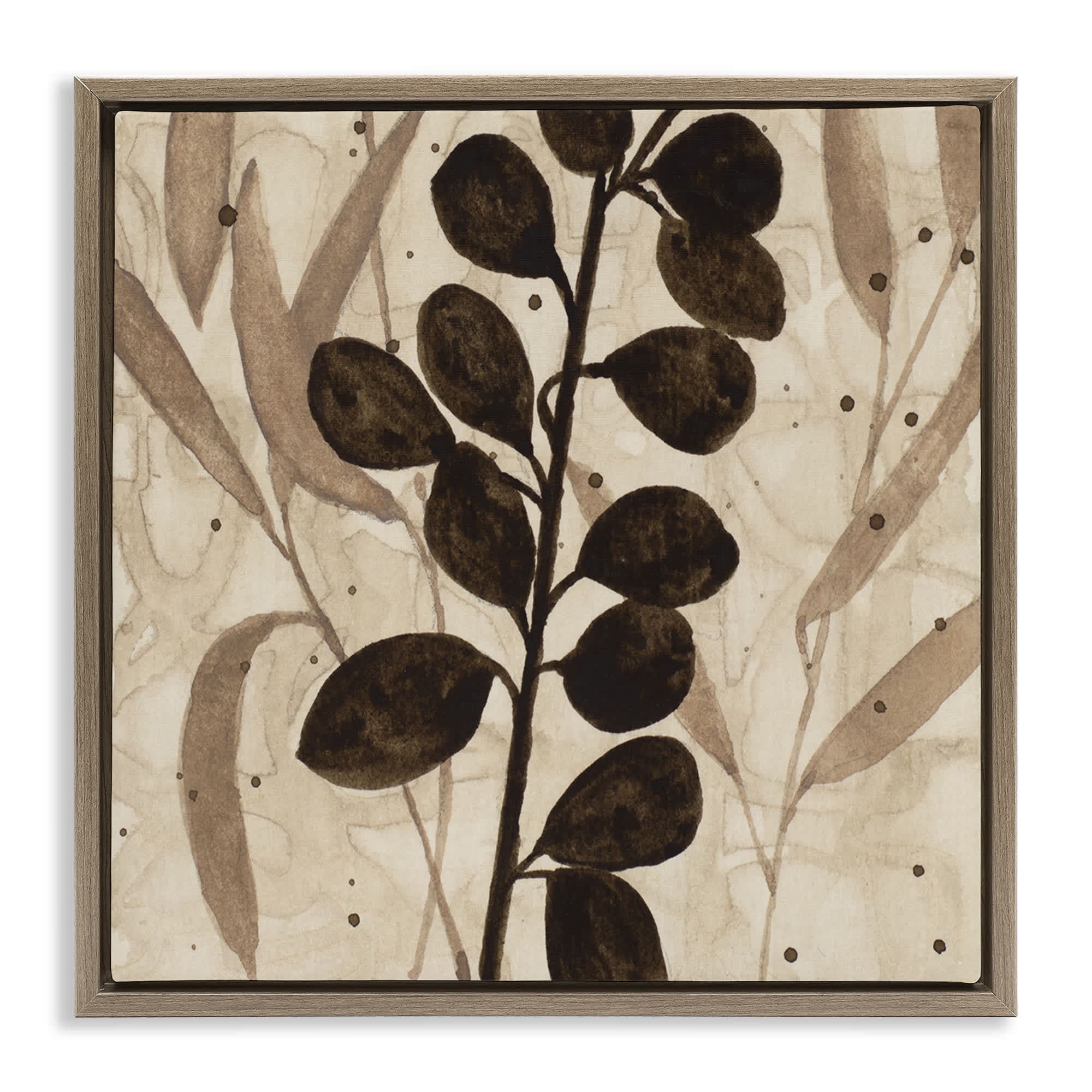Stupell Industries BT-266-FFE-24X24 Beige and Brown Natural Leaves Floating Frame design by Krinlox
