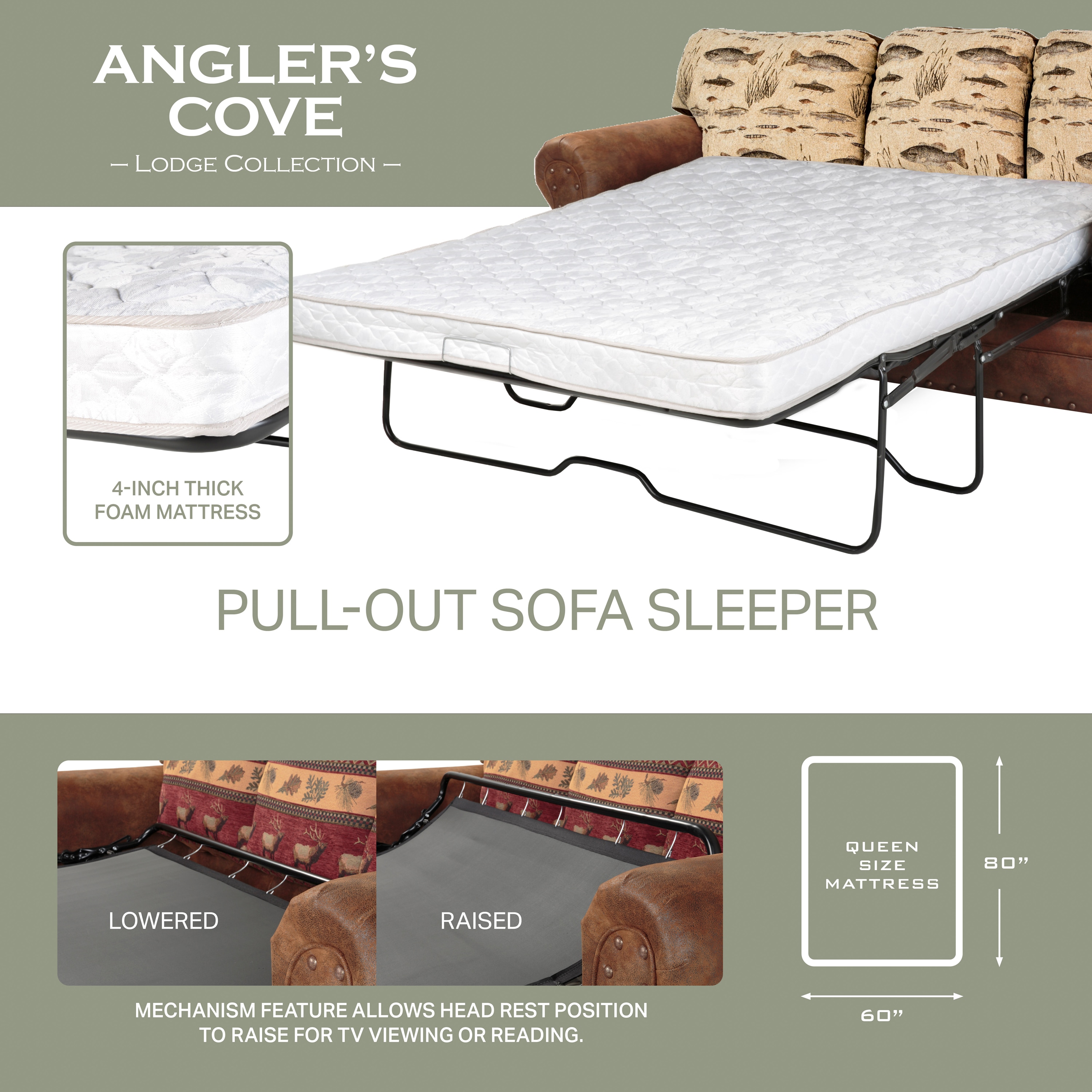 Brown Microfiber Queen Sleeper Sofa with Nailhead Accents