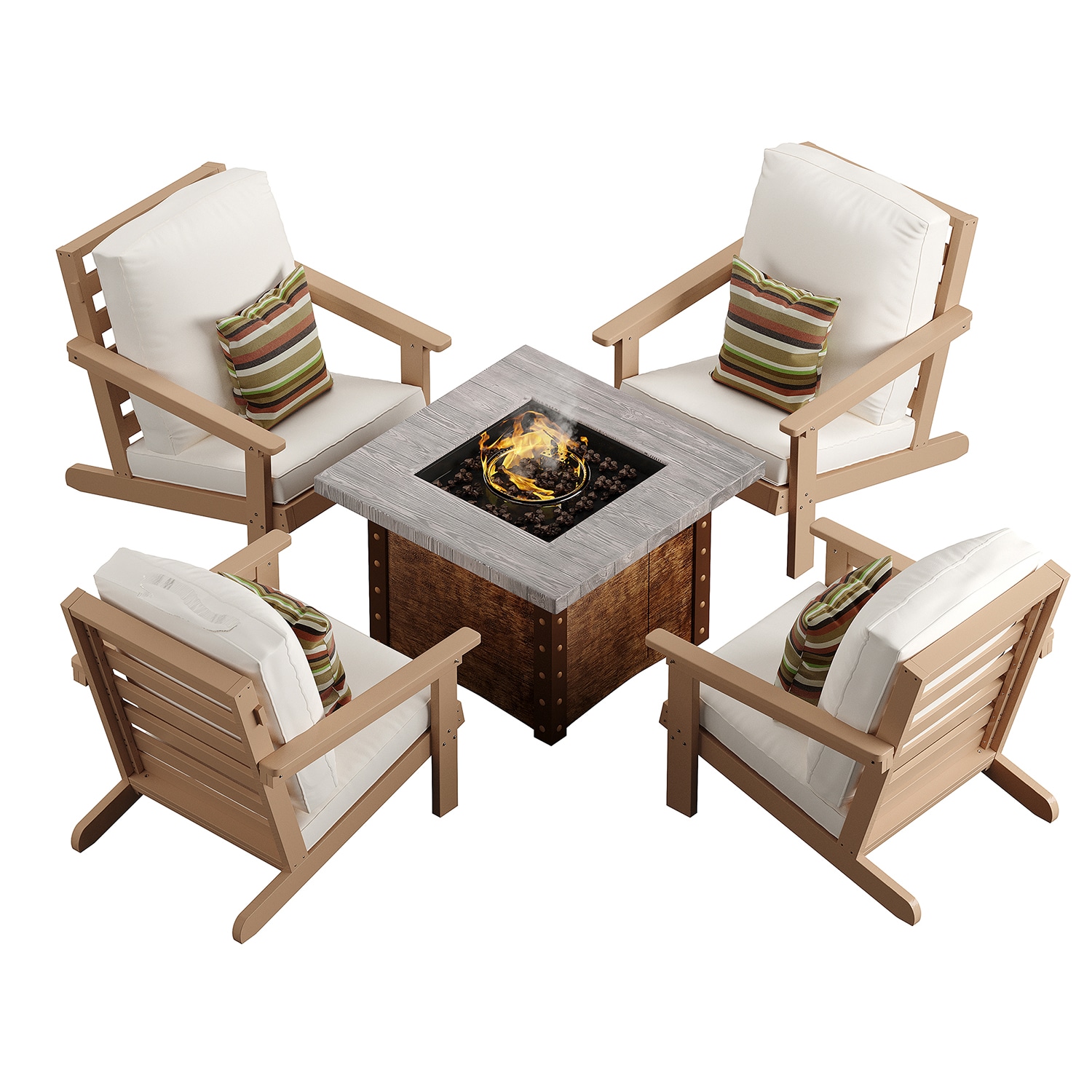 Clihome CL-5J1860 5 -Piece Patio Conversation Set with Off-white OLEFIN fabric Cushions