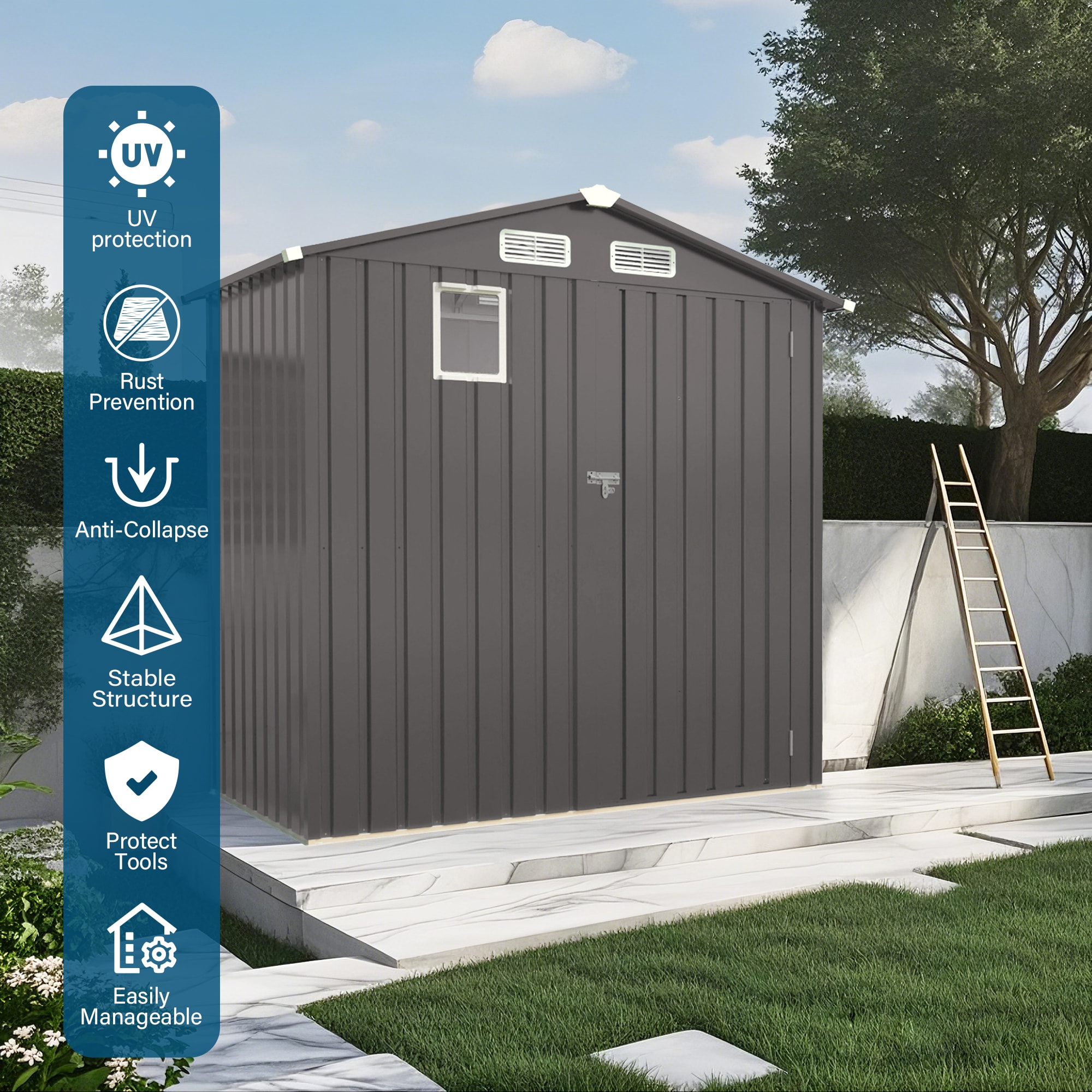 WELLFOR GIZHF441BN Metal-Storage-Buildings-Sheds - View #5