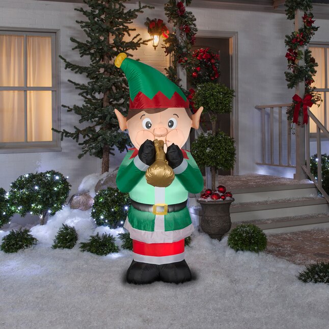National Tree Company 6-ft Lighted Elf Christmas Inflatable in the ...