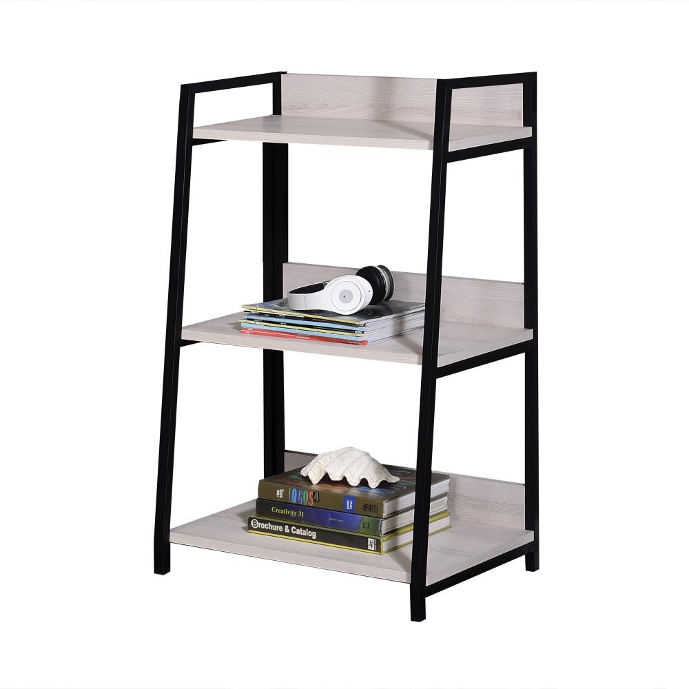 ACME FURNITURE 92672 Wendral White-Washed and Black Metal 3 -Shelf Bookcase ( 24-Inches W x 37-Inches H x 16-Inches D ) Black