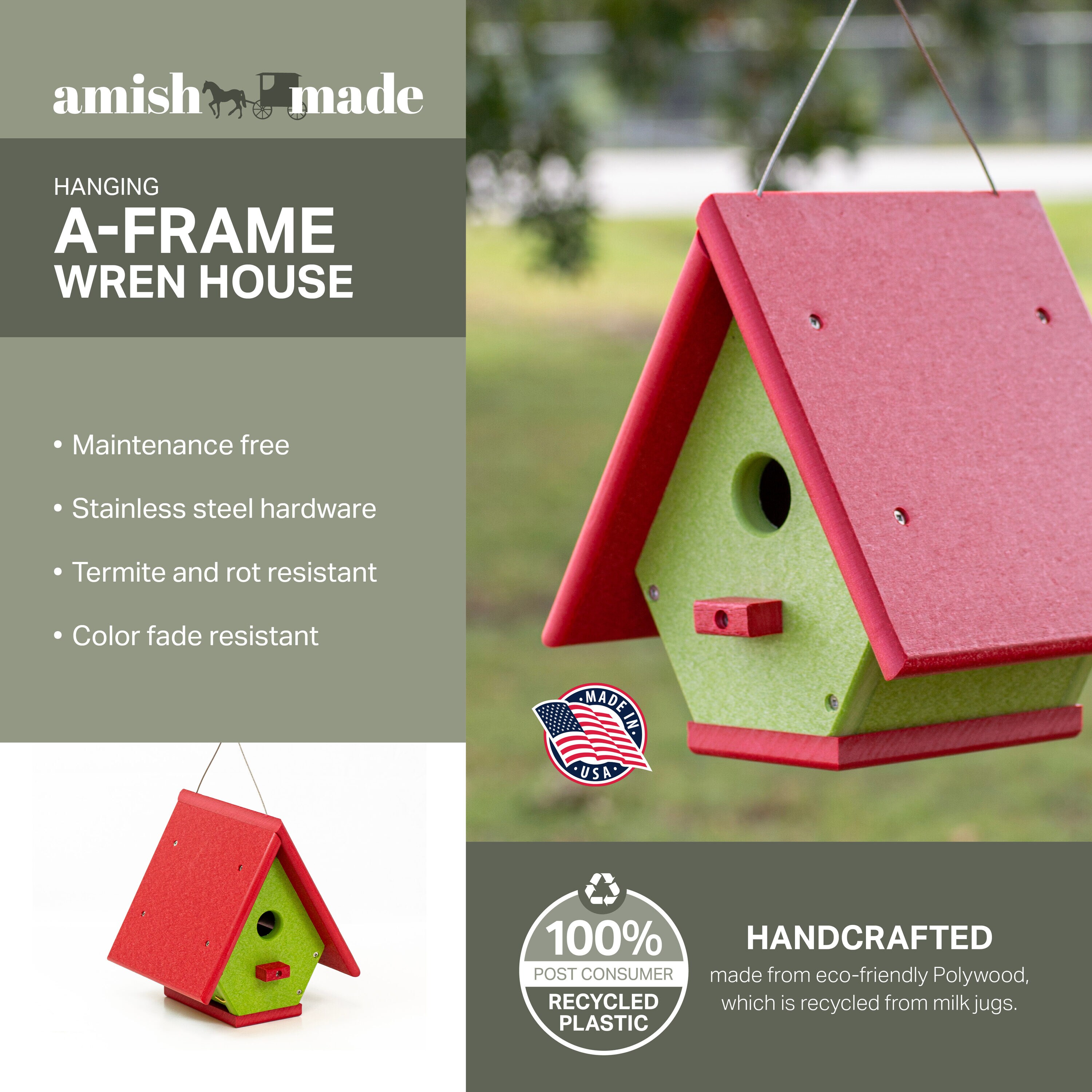 American Furniture Classics 8.5-in H Red and Green Recycled poly-lumber ...