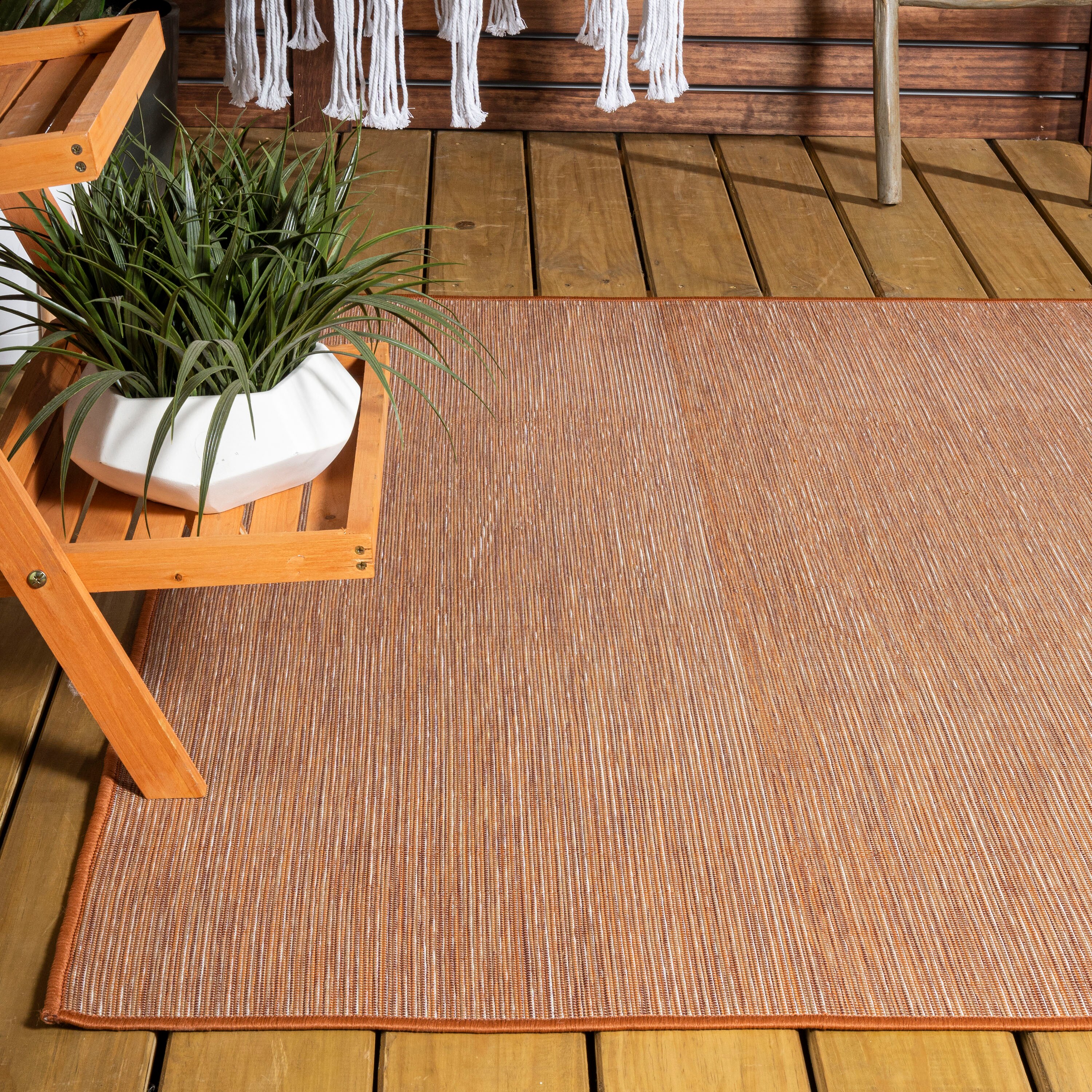 Ethan Orange Flatweave Synthetic 5' x 7' Area Rug