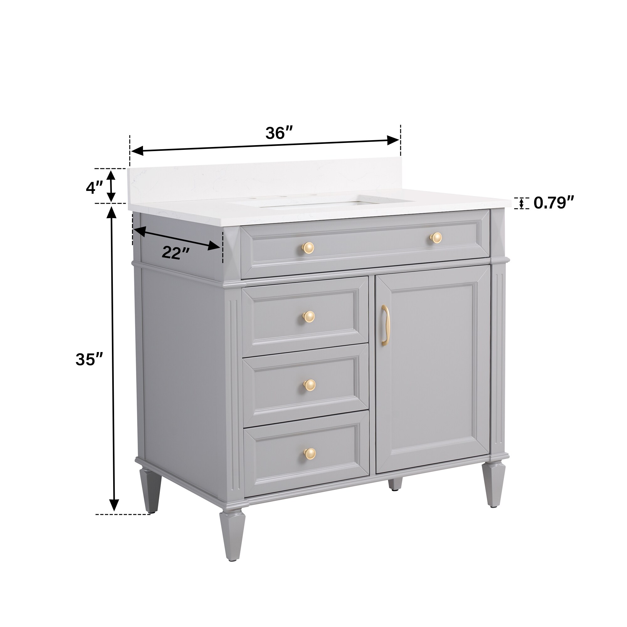 WELLFOR ELISA36QZ-TG Bath-Vanity-Combo - View #4