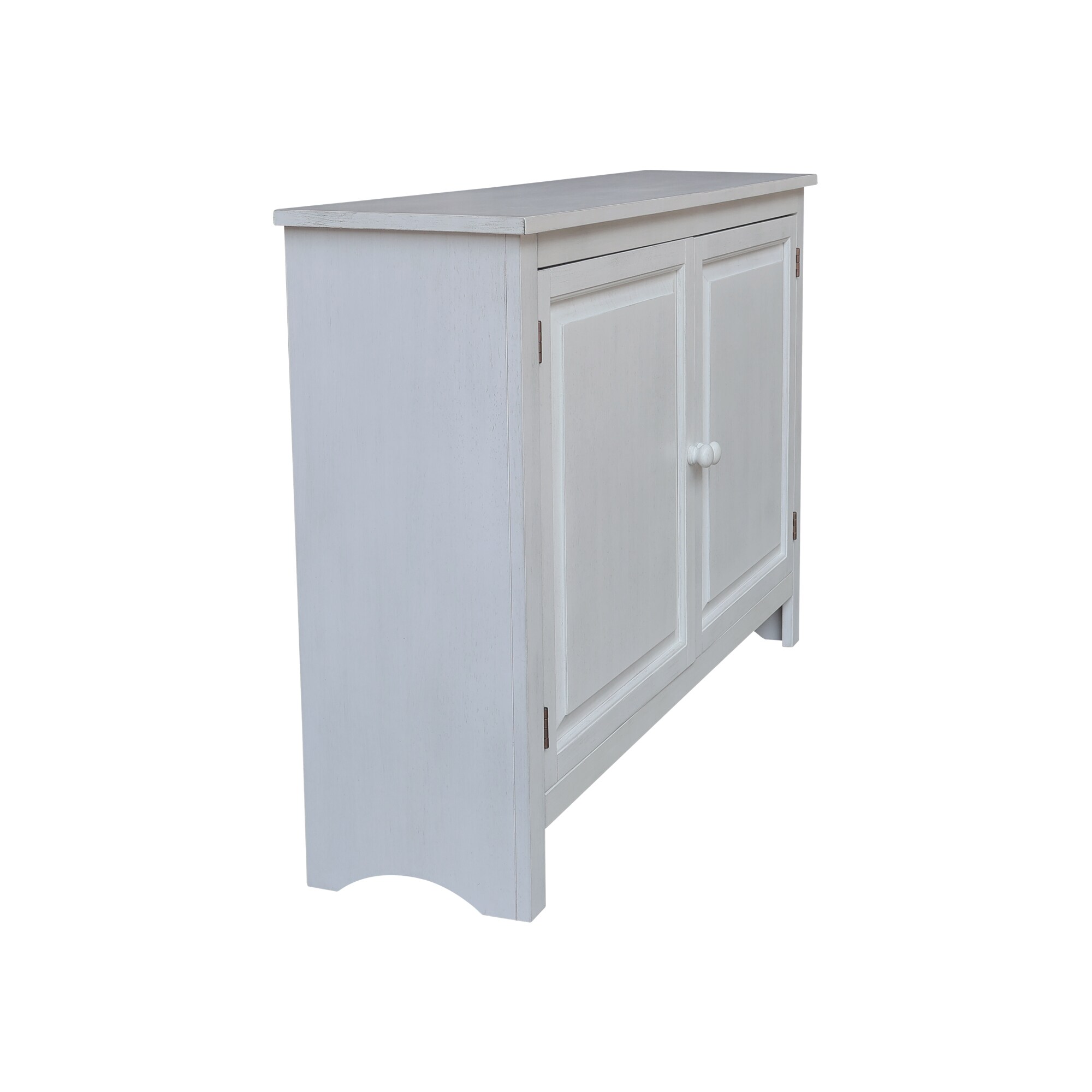 Chalk White Solid Wood Hall Storage Cabinet with Adjustable Shelves