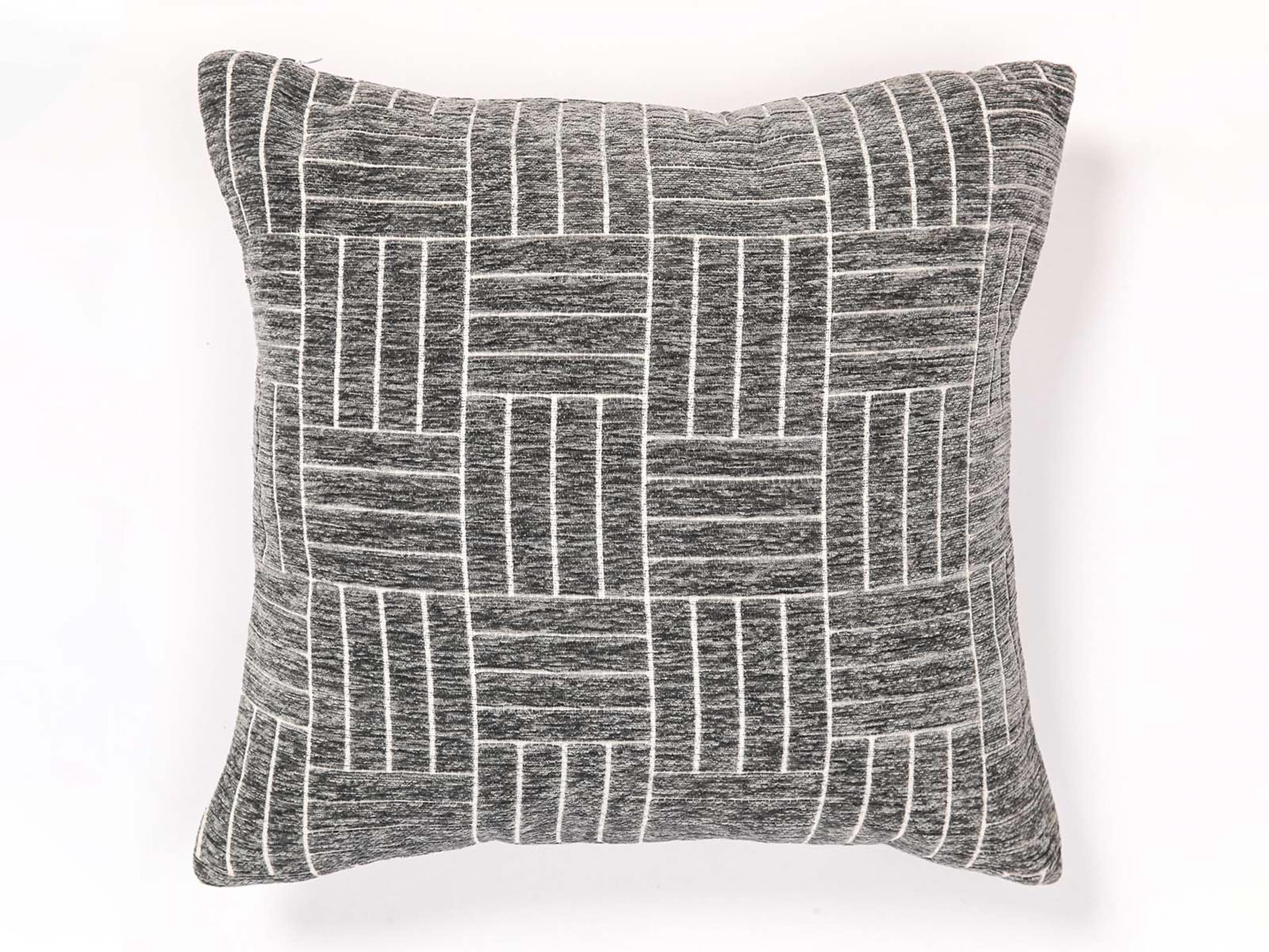 FRESHMINT 201912C31 Oberon Staggered Stripe 18-in x 18-in Charcoal Gray Square Indoor Decorative Pillow