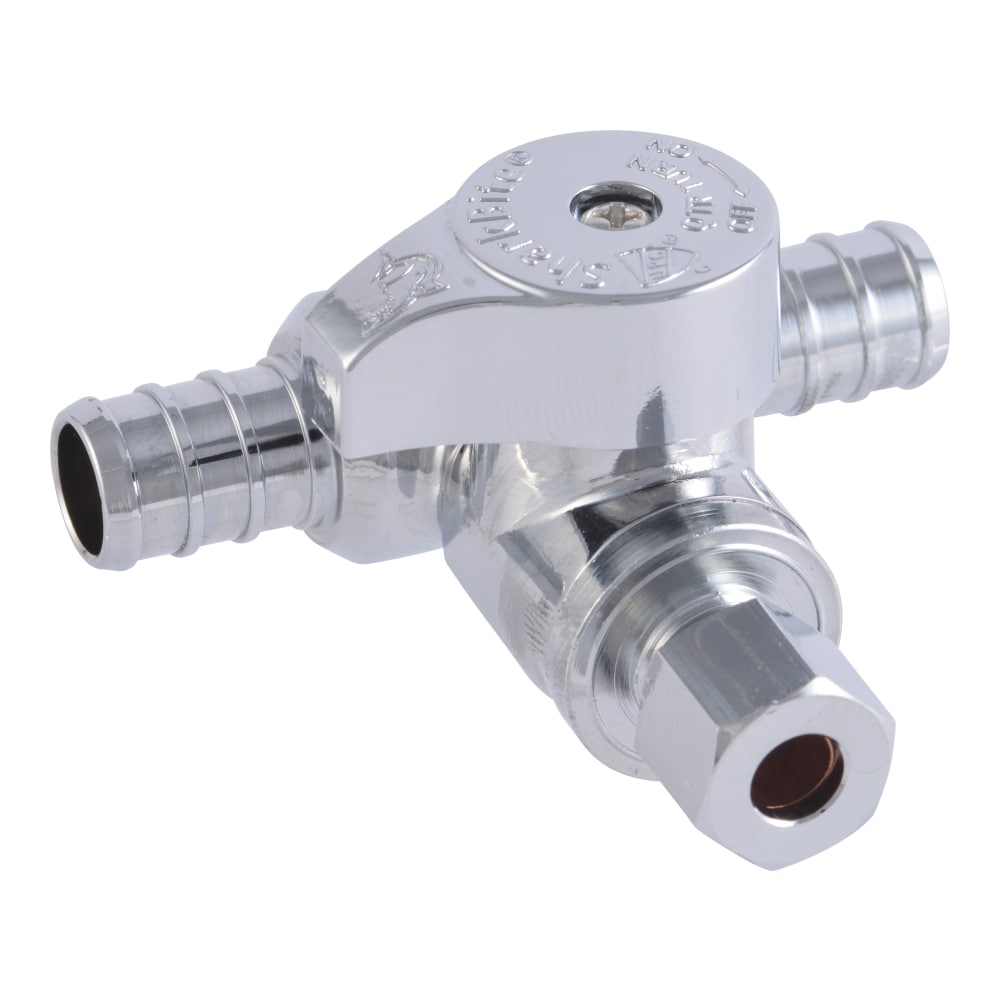 SharkBite 1/2-in Pex Barb x 1/4-in Od Compression Brass Quarter Turn Supply  in the Shut-Off Valves department at