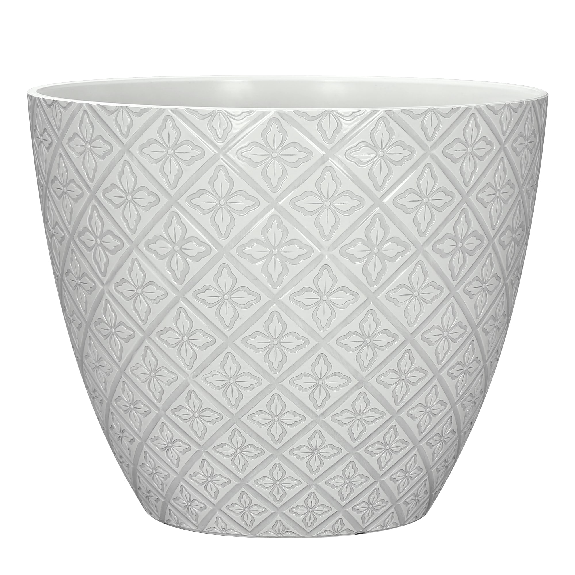 allen + roth PLD2118PWH 16.76-in W Large White Resin Contemporary/Modern Indoor/Outdoor Planter with Drainage Holes