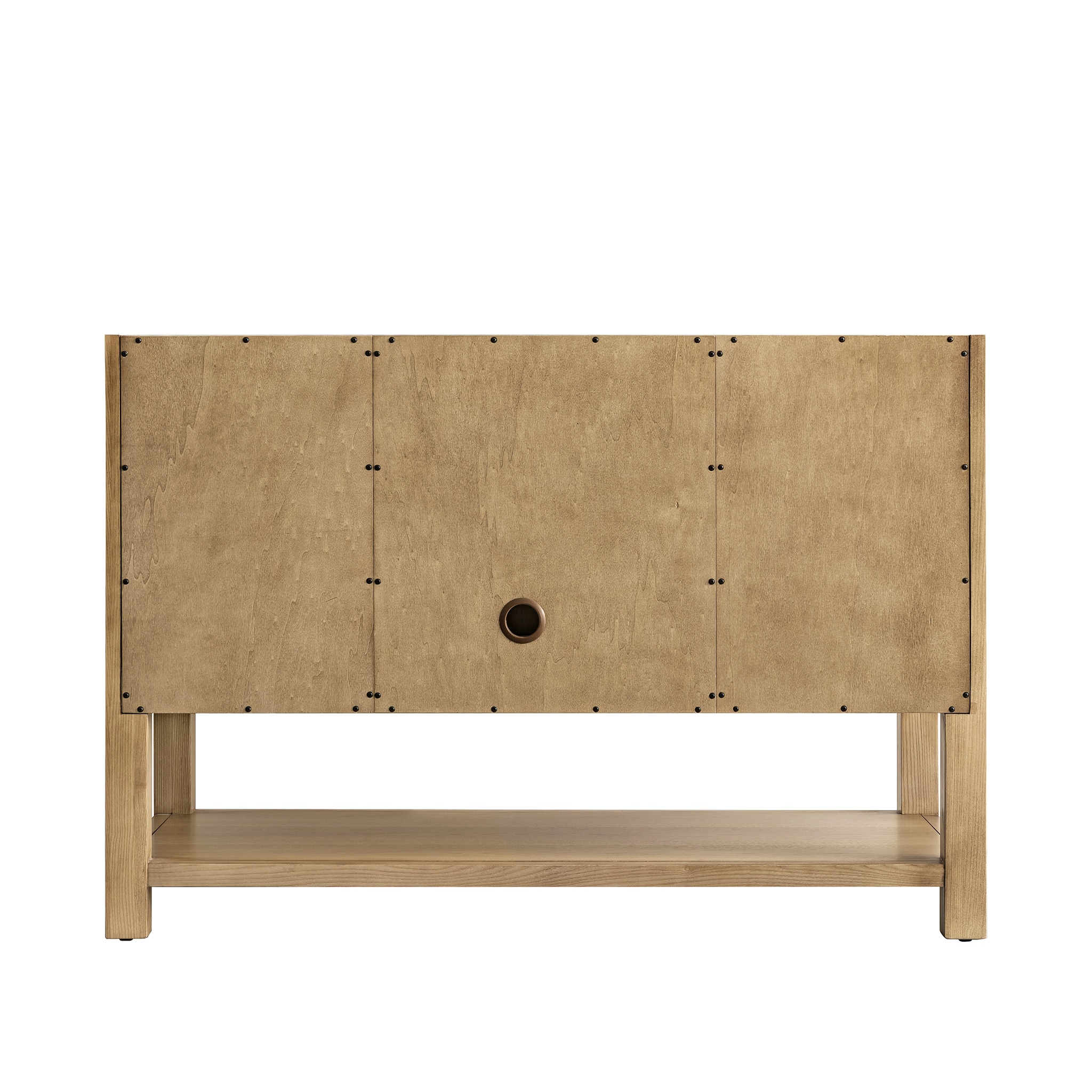Light Natural Oak 48" Single Vanity Base with Matte Black Knobs