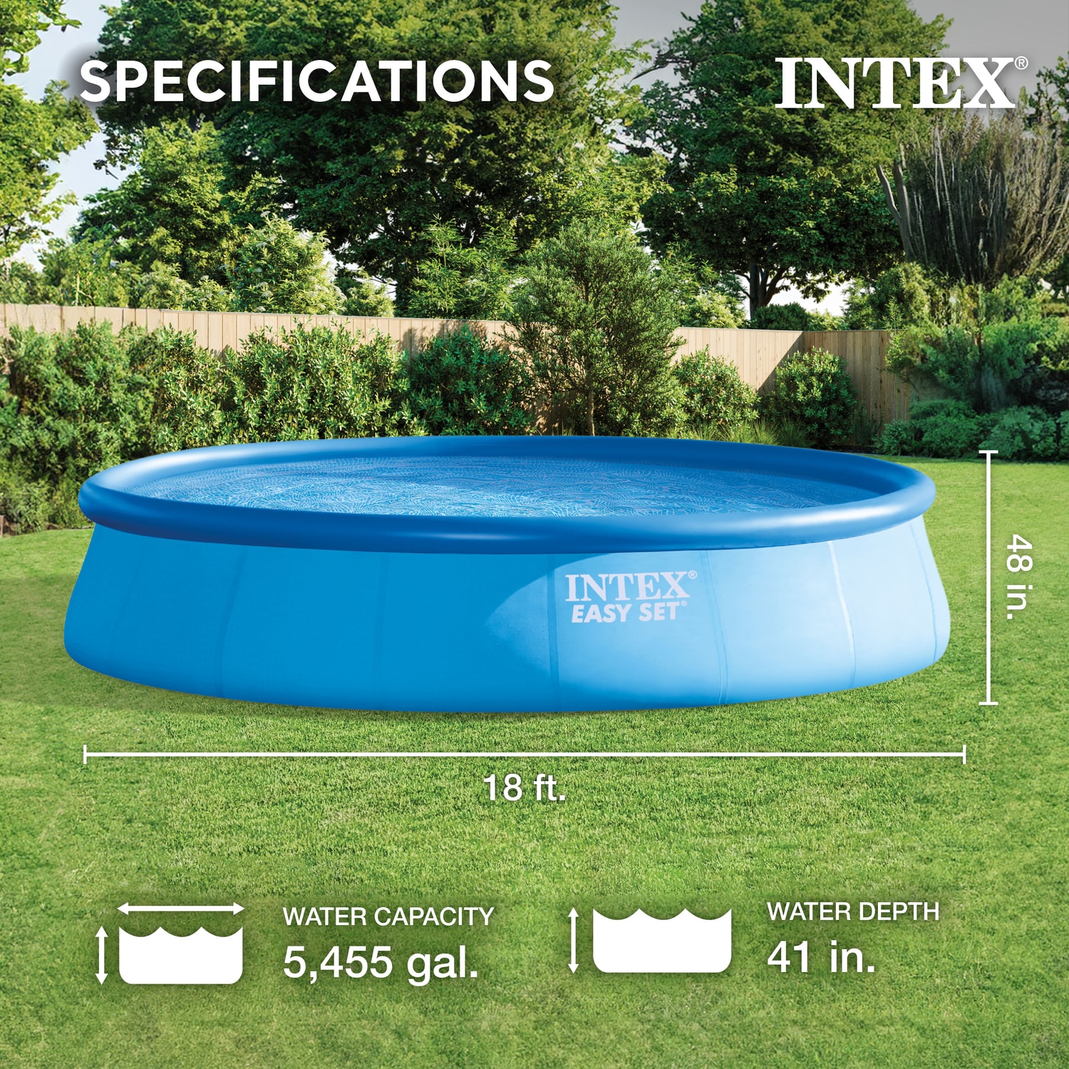 Intex 18-ft x 18-ft x 48-in Inflatable Top Ring Round Above-Ground Pool ...