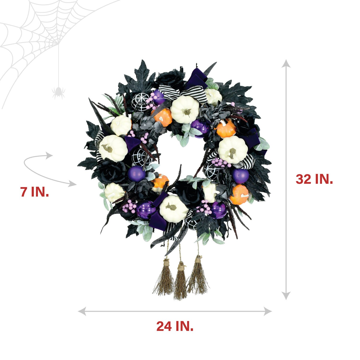 Haunted Hill Farm HHWRTHPMP-BLK Artificial-Halloween-Wreaths - View #2
