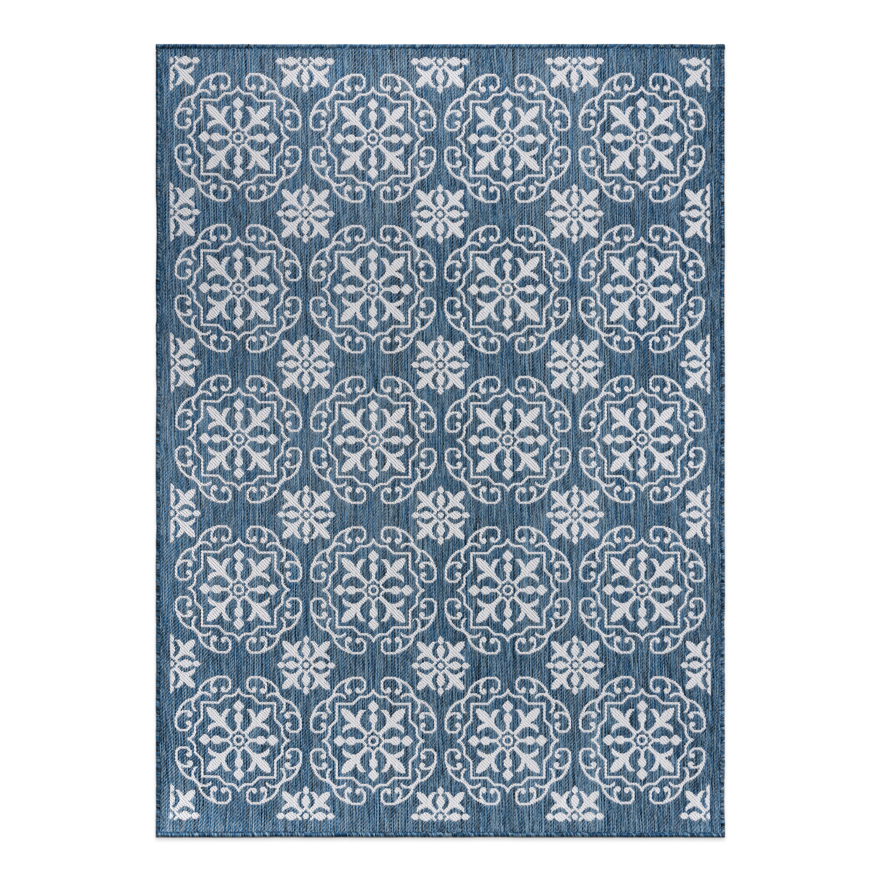 World Rug Gallery 119NAVY5X7 Summer 5 x 7 (ft) Loomed Polypropylene Navy Rectangular Indoor/Outdoor Geometric Global Area rug