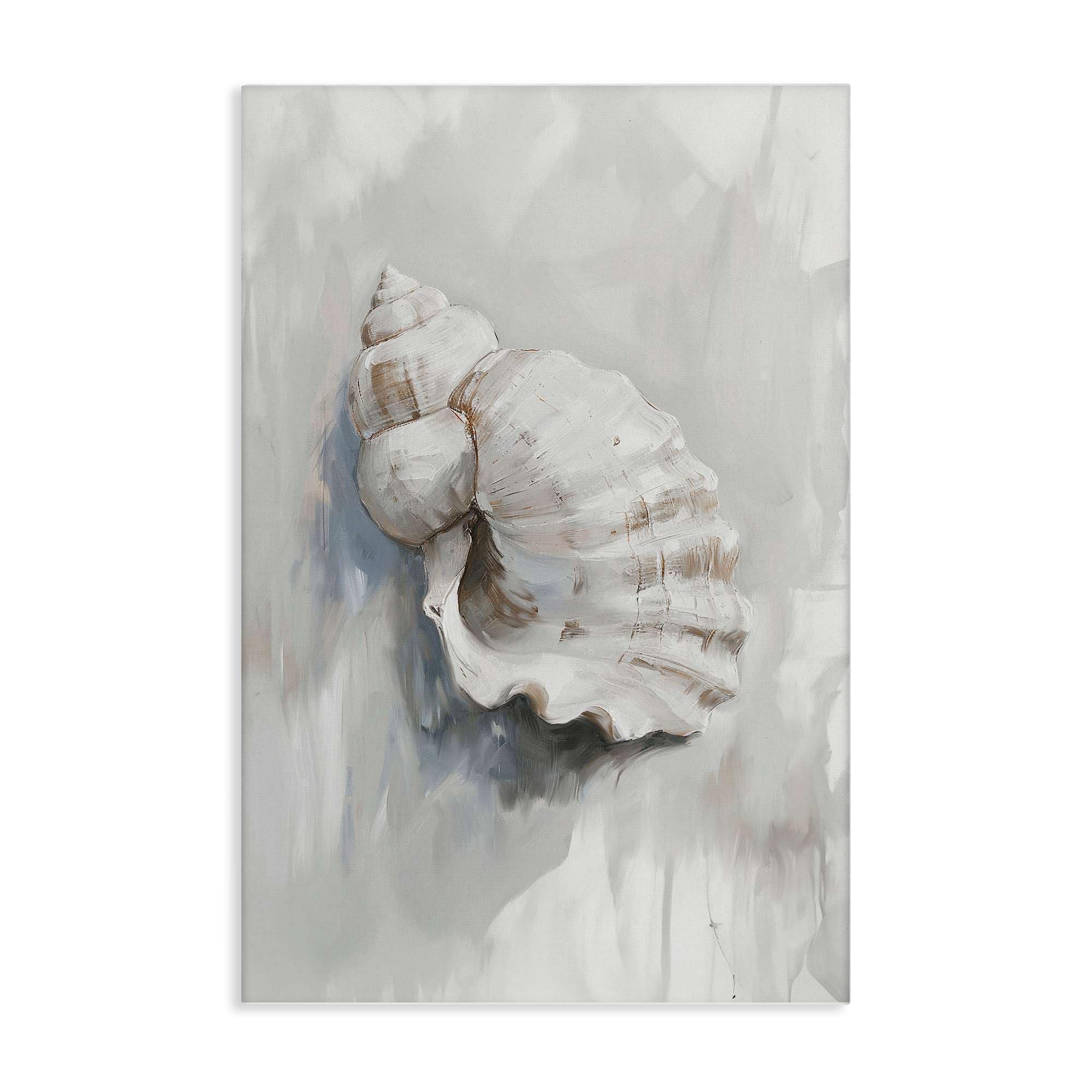 Stupell Industries BS-965-CN-16X24 Neutral Curved Seashell Canvas Wall Art By Ramona Murdock 16 x 24