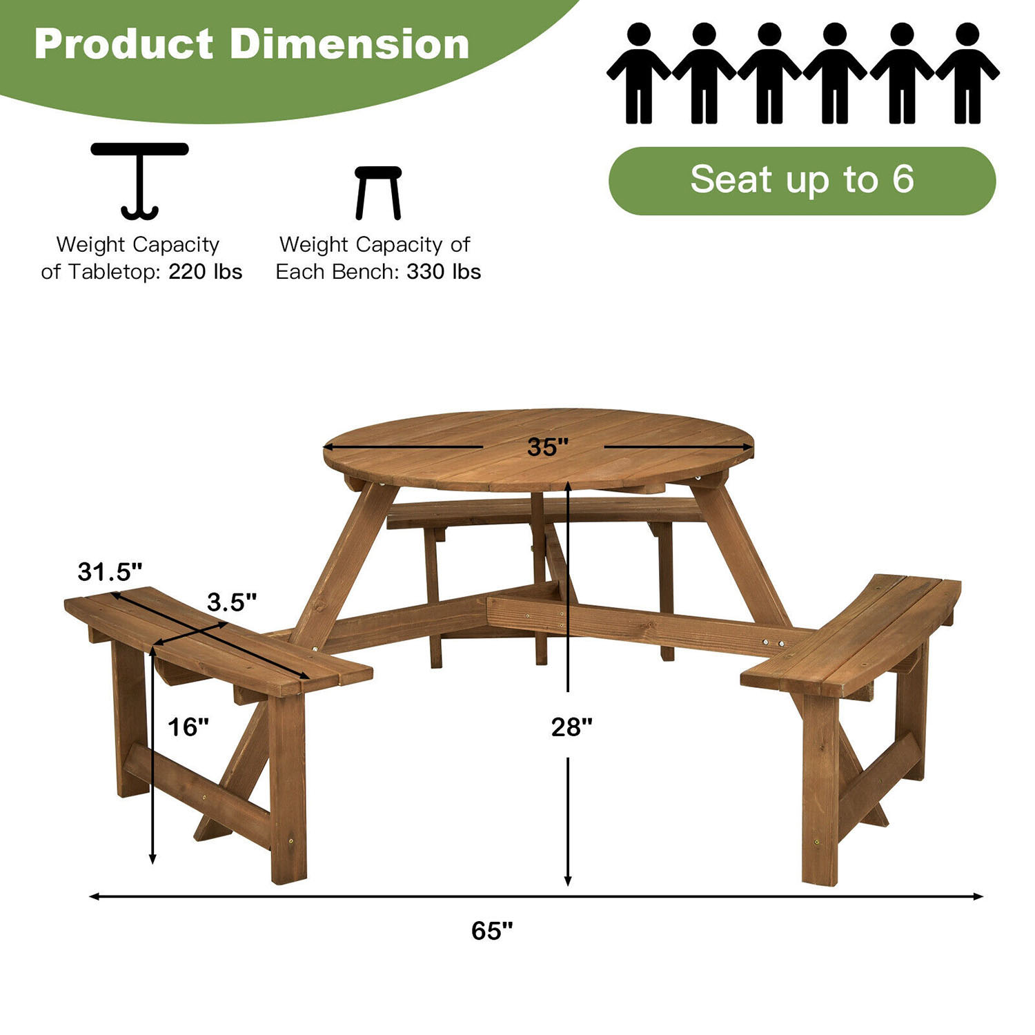 Clihome CL-TN-10434 Picnic-Tables - View #4