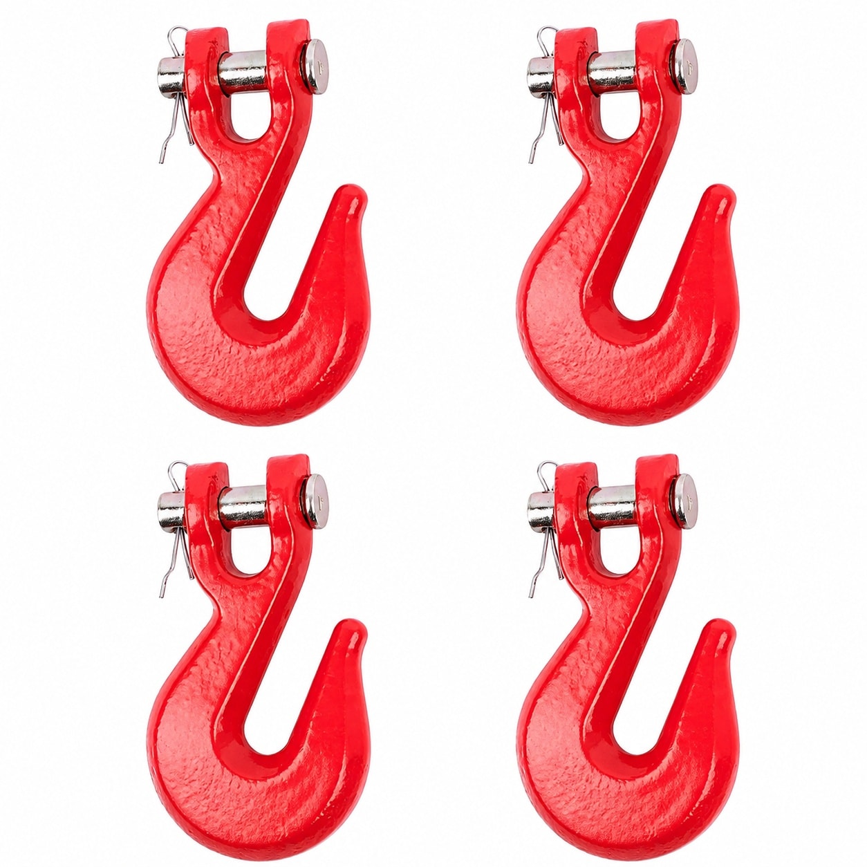 Misopily  3/8 in Chain Hooks Red Powder Coated G80 Clevis Grab Hook Heavy Duty Forged Alloy Steel for Tow Chain and Binders 7100 lbs WLL Pack of 4