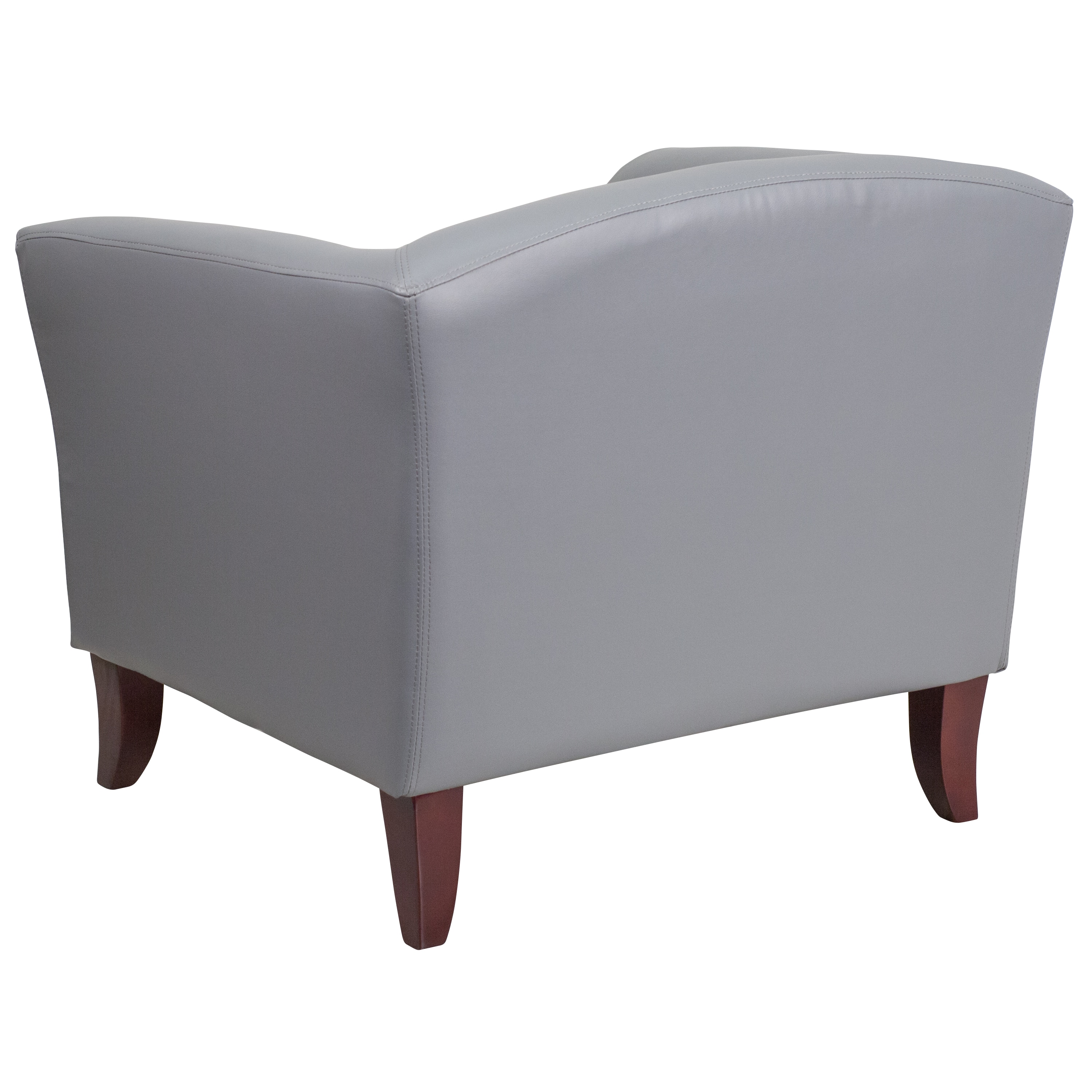 Modern Imperial Gray LeatherSoft Lounge Chair with Cherry Wood Feet