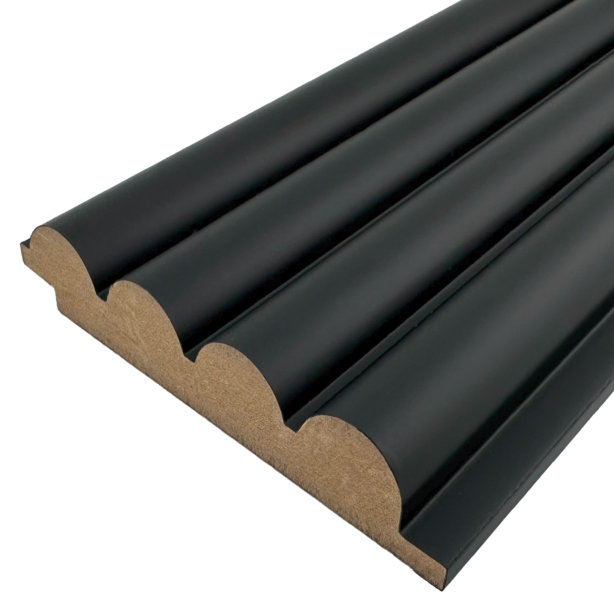  FBAGTREEDB 8 4-in x 8-ft Soft Touch Black Reeded MDF Tongue and Groove Wall Plank ( 2.67-sq ft )