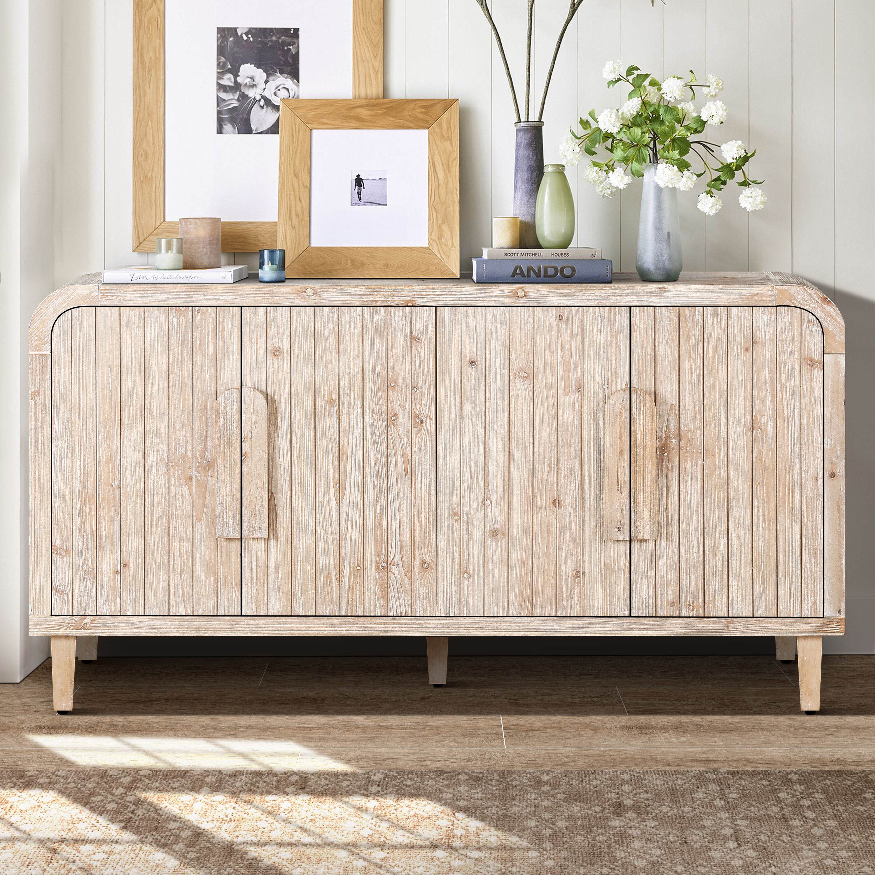 JIMSMAISON JMZFSB12NT Country Natural Wood Wash Sideboard