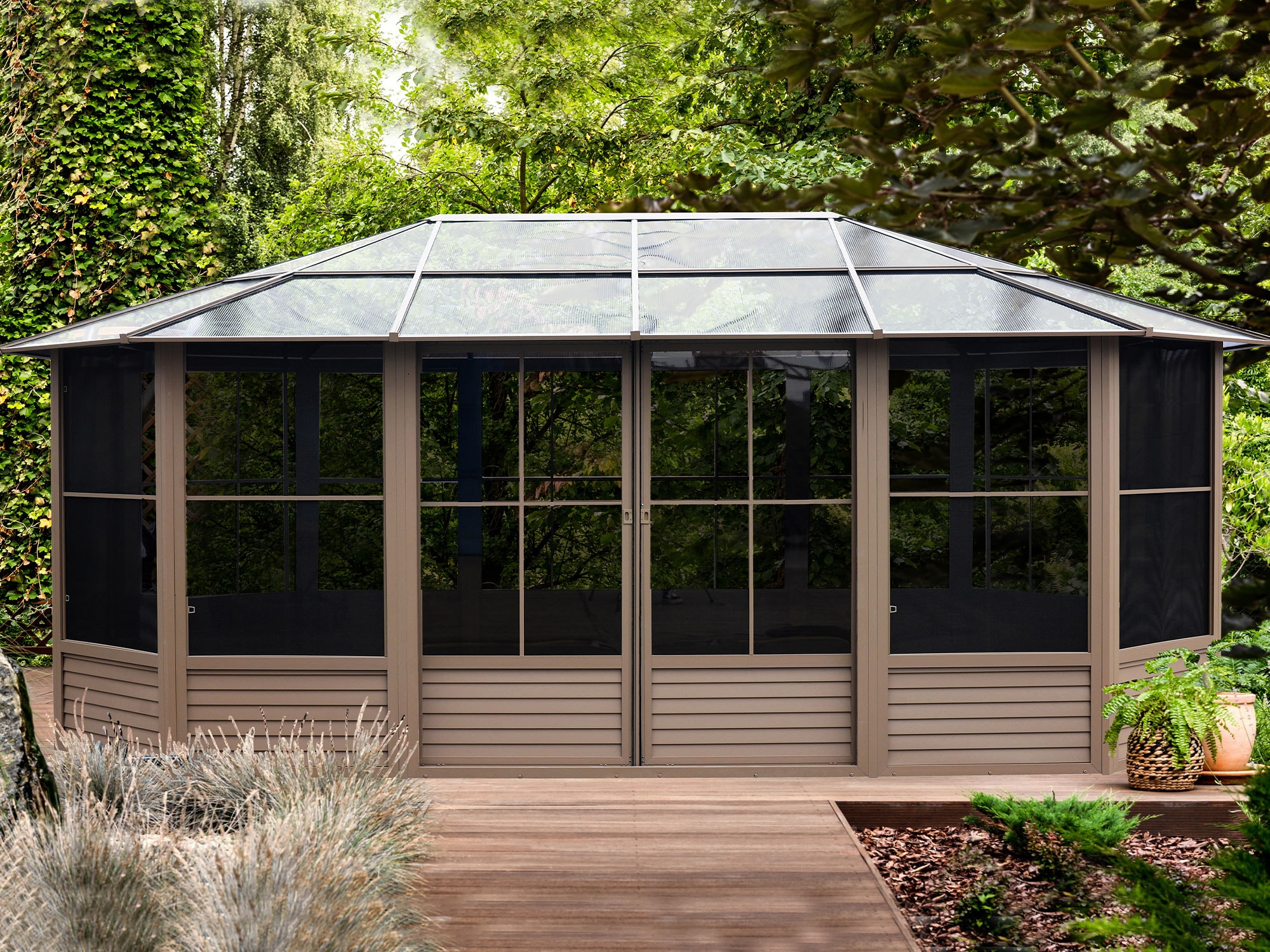 Gazebo Penguin 41218-12 12-ft x 18-ft Sand Octagon Hardtop Roof (Screen Included)