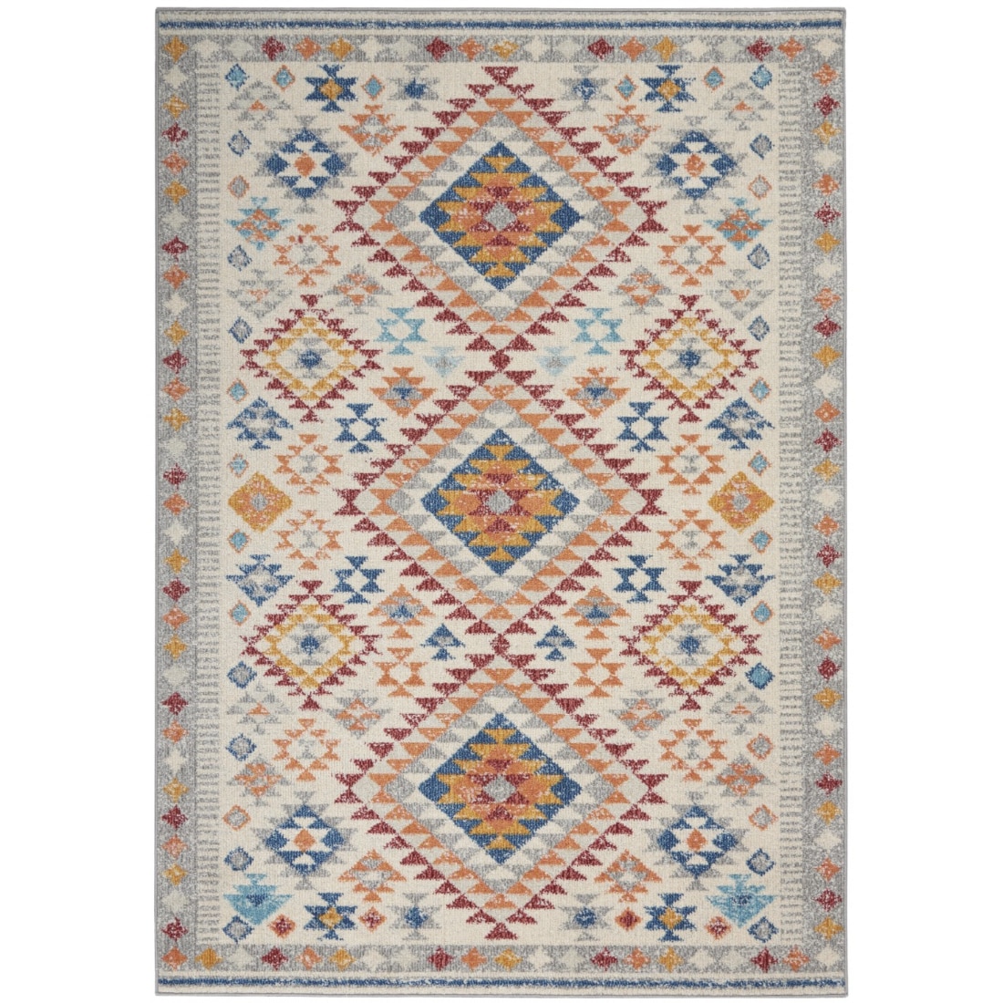 HomeRoots 4000385815 4 x 6 (ft) Polypropylene Ivory Multi Rectangular Indoor Geometric Area rug
