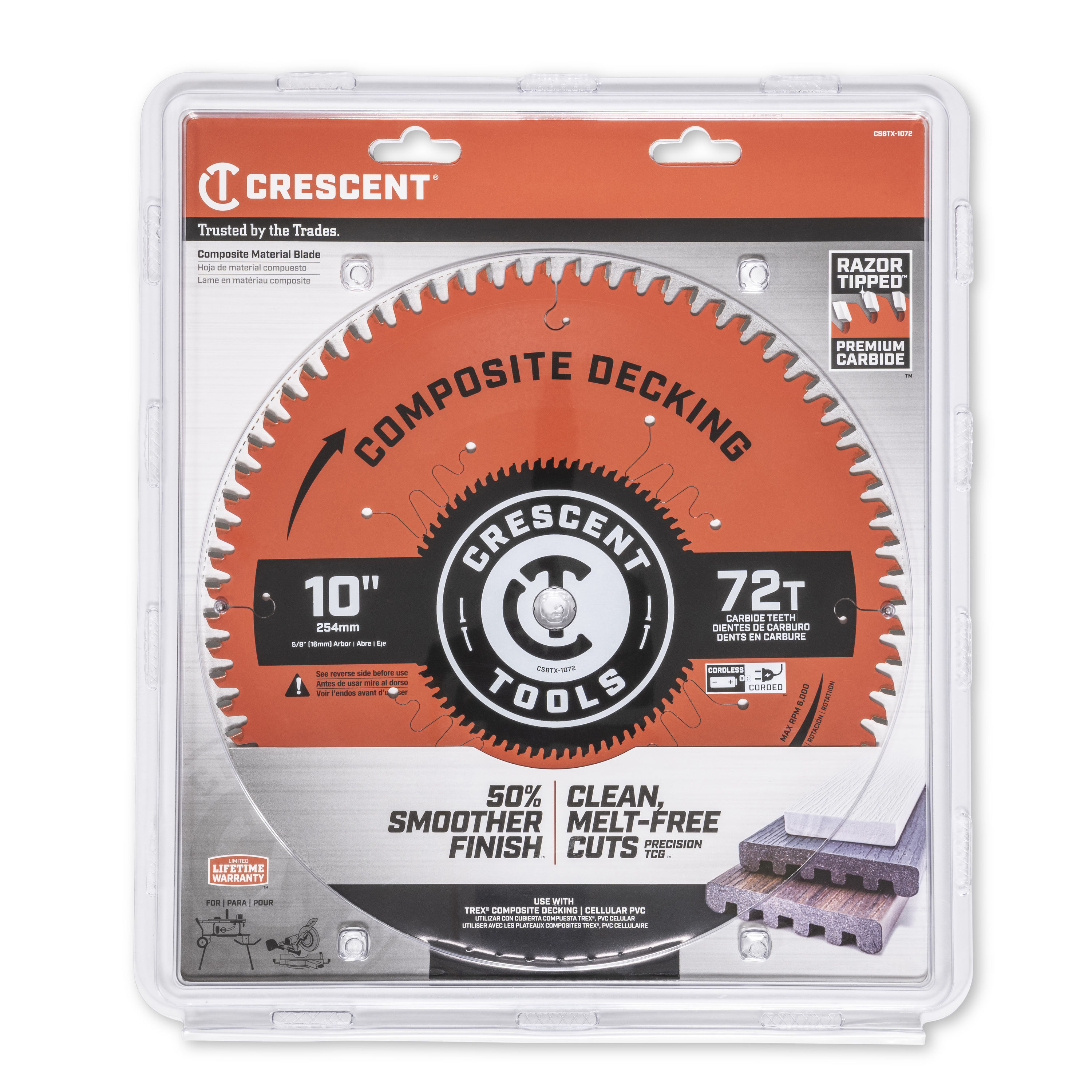 Crescent Composite Decking 10-in 72-Tooth Carbide Circular Saw Blade ...