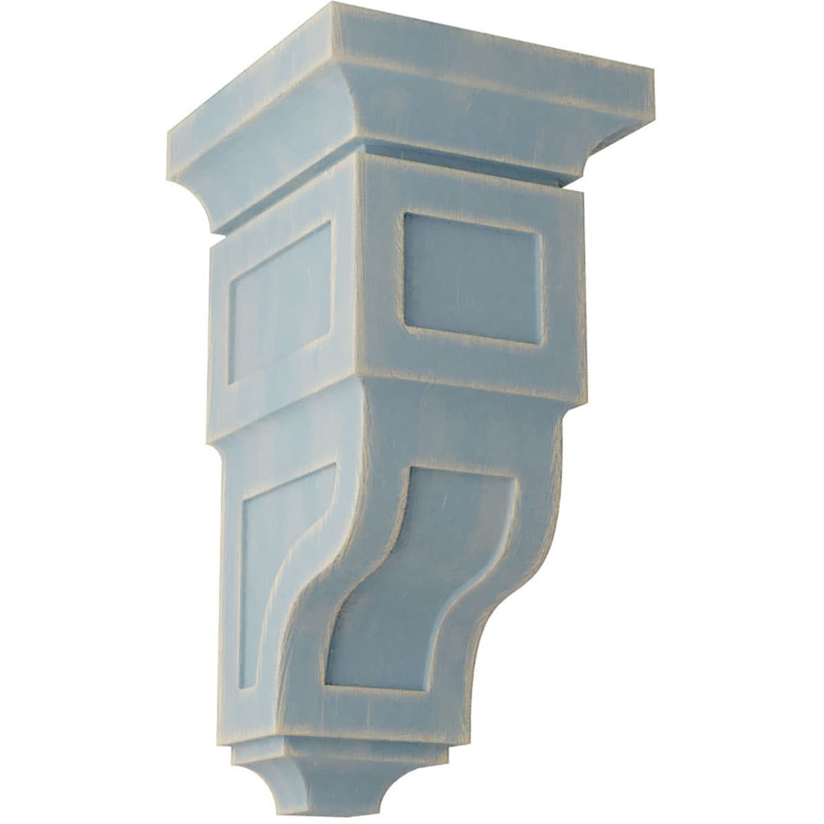 Ekena Millwork CORWD07X07X14RYBU 7-in x 7.75-in x 14-in Vintage Decor Finished Rubberwood Blue Wood Paintable/Stainable Corbel