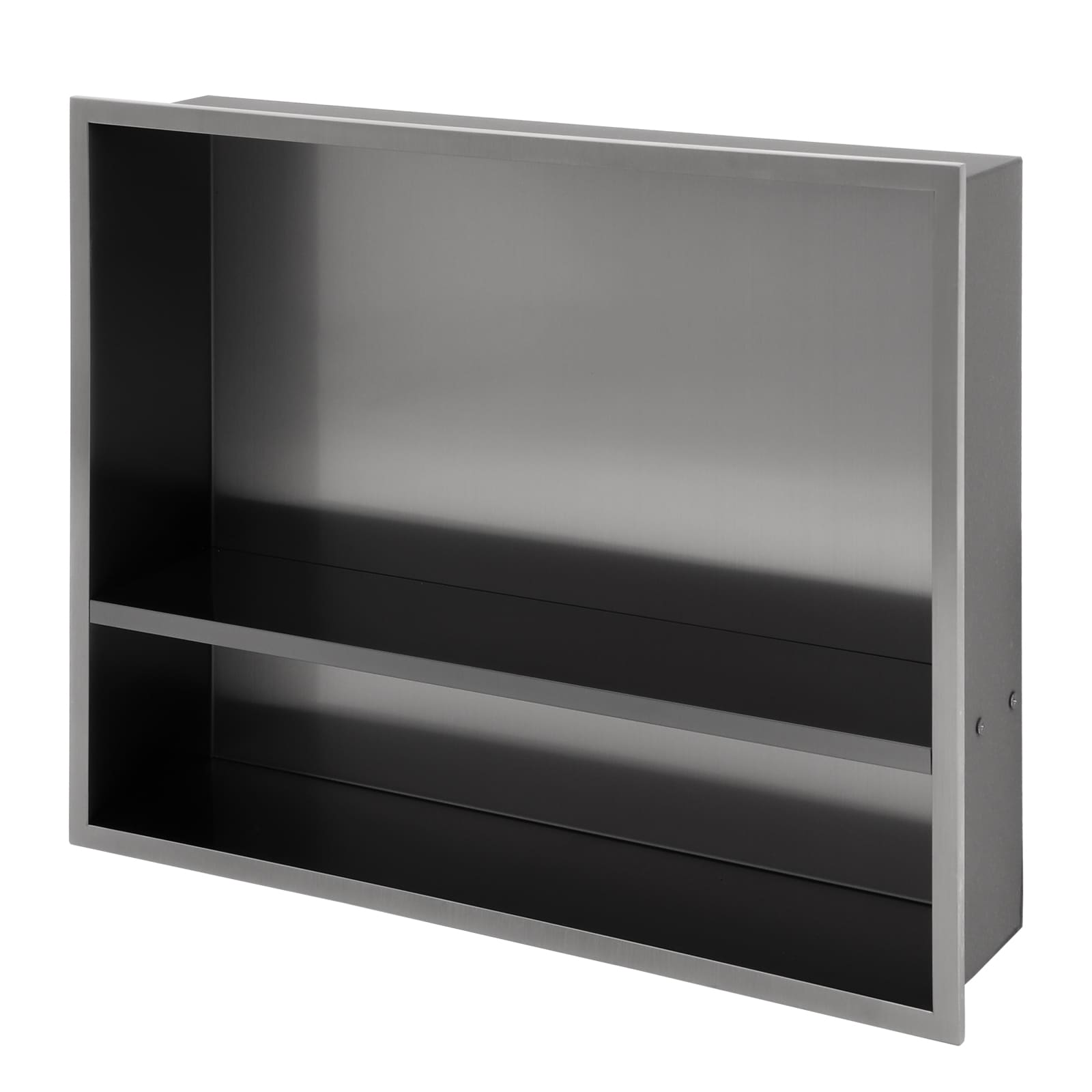 Tatayosi JL-187569 19 inch x 15 inch Stainless Steel Shower Niche Double Shelf Gunmetal Black