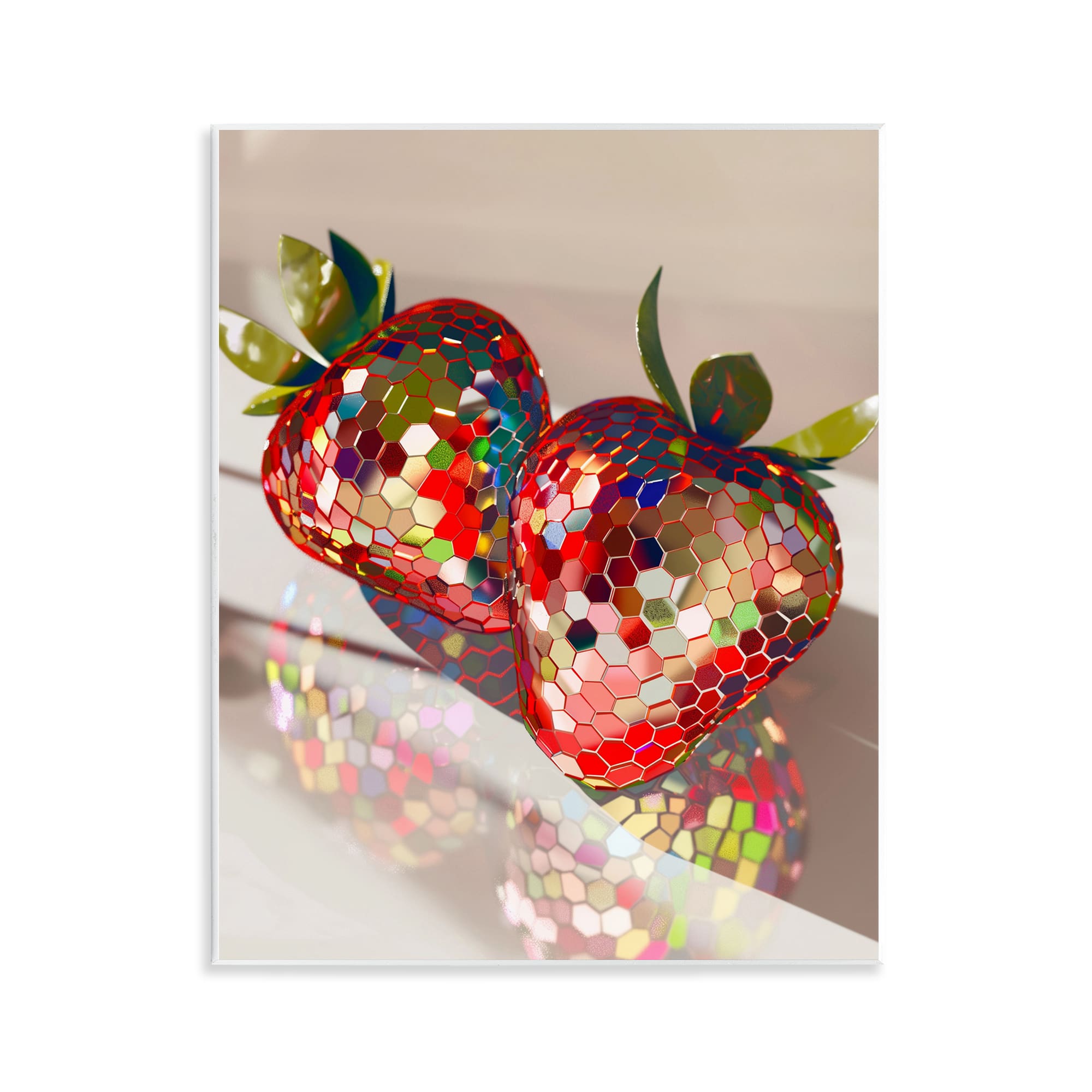 Stupell Industries BT-623-WD-11X14 Reflecting Disco Strawberries Wall Plaque Art By Arlington Prints 11 x 14