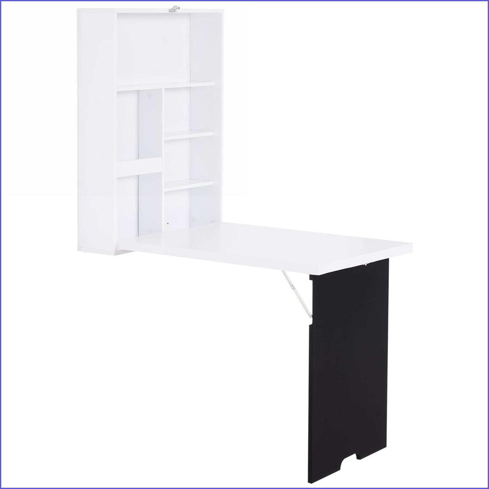 SunJet Desks Modern Foldable Wall Mounted Floating Desk with Shelves Blackboard White MDF