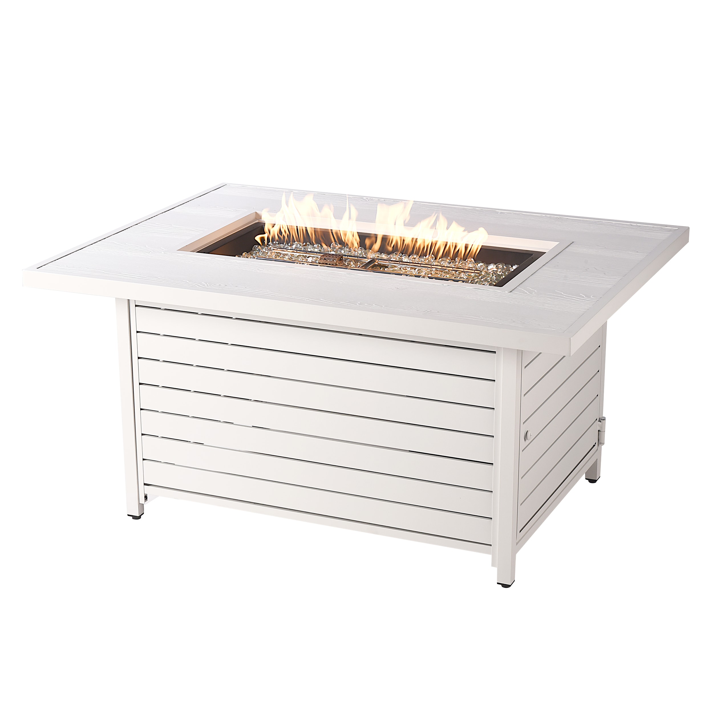 Oakland Living MADRID-FPT-WT 48-in W White Portable Aluminum Rectangle Liquid propane Fire table