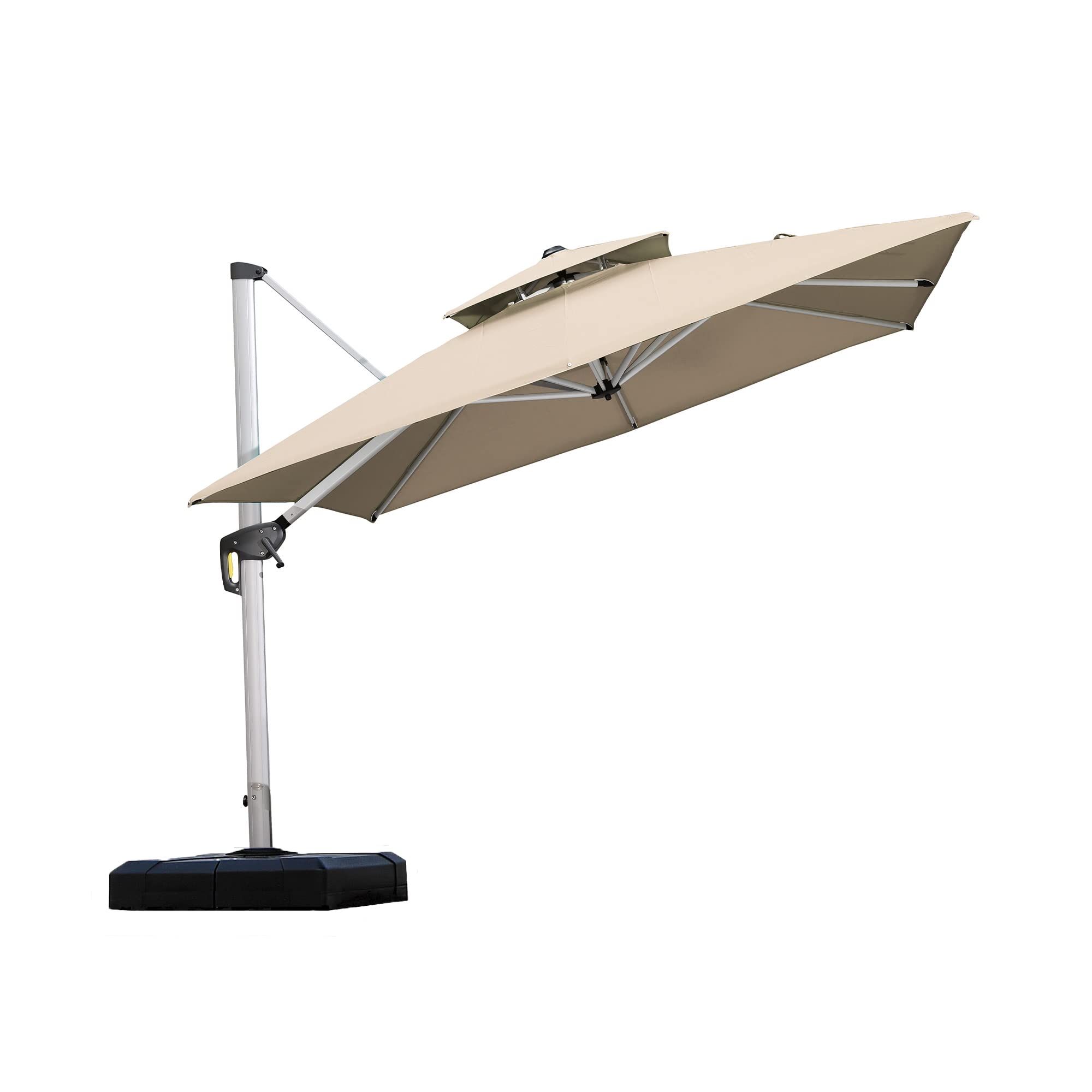 PURPLE LEAF LSLRS09-KK 9-ft Aluminum Beige Crank Cantilever Patio Umbrella