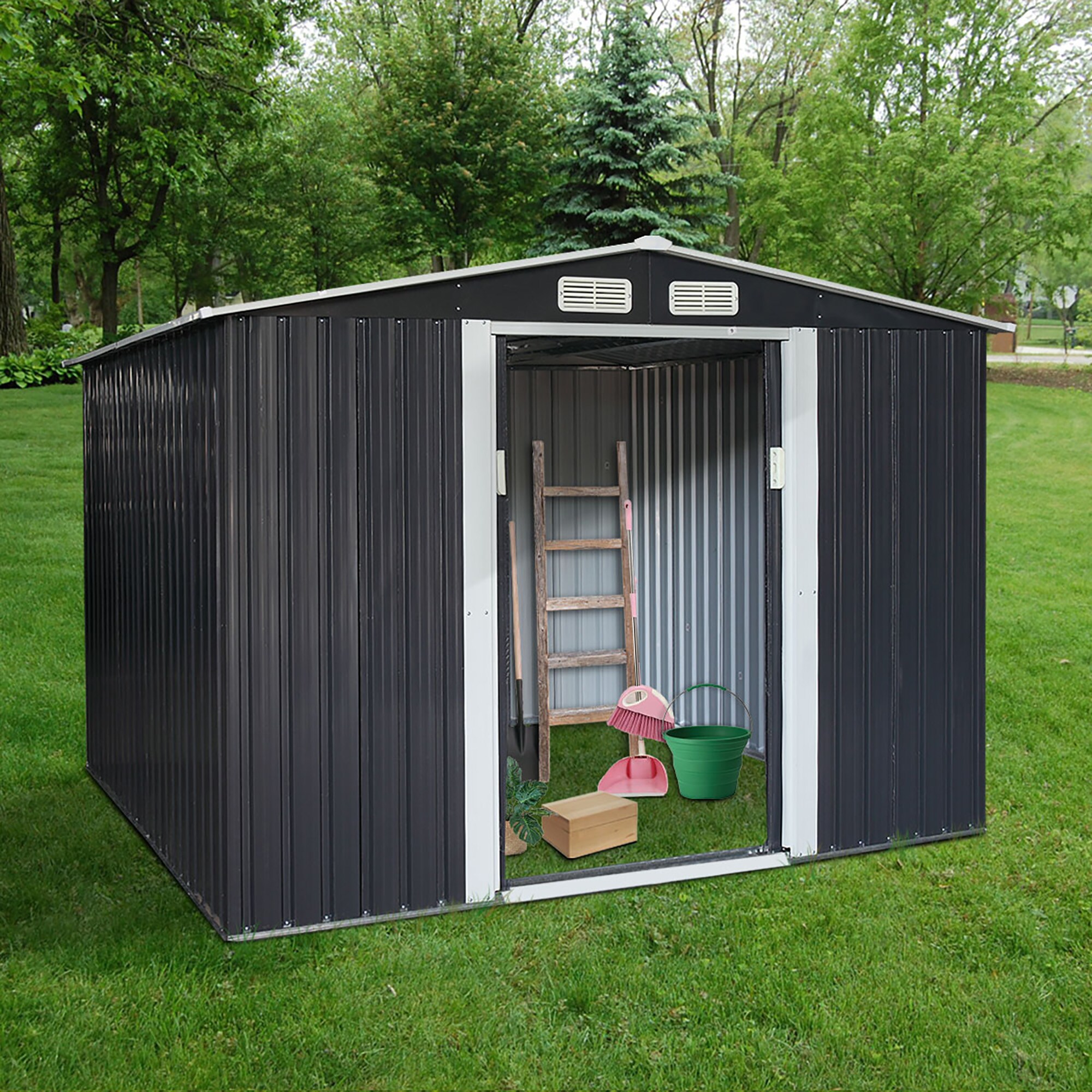 Jaxpety 8-ft X 6-ft SKY Galvanized Steel Storage Shed In The Metal ...