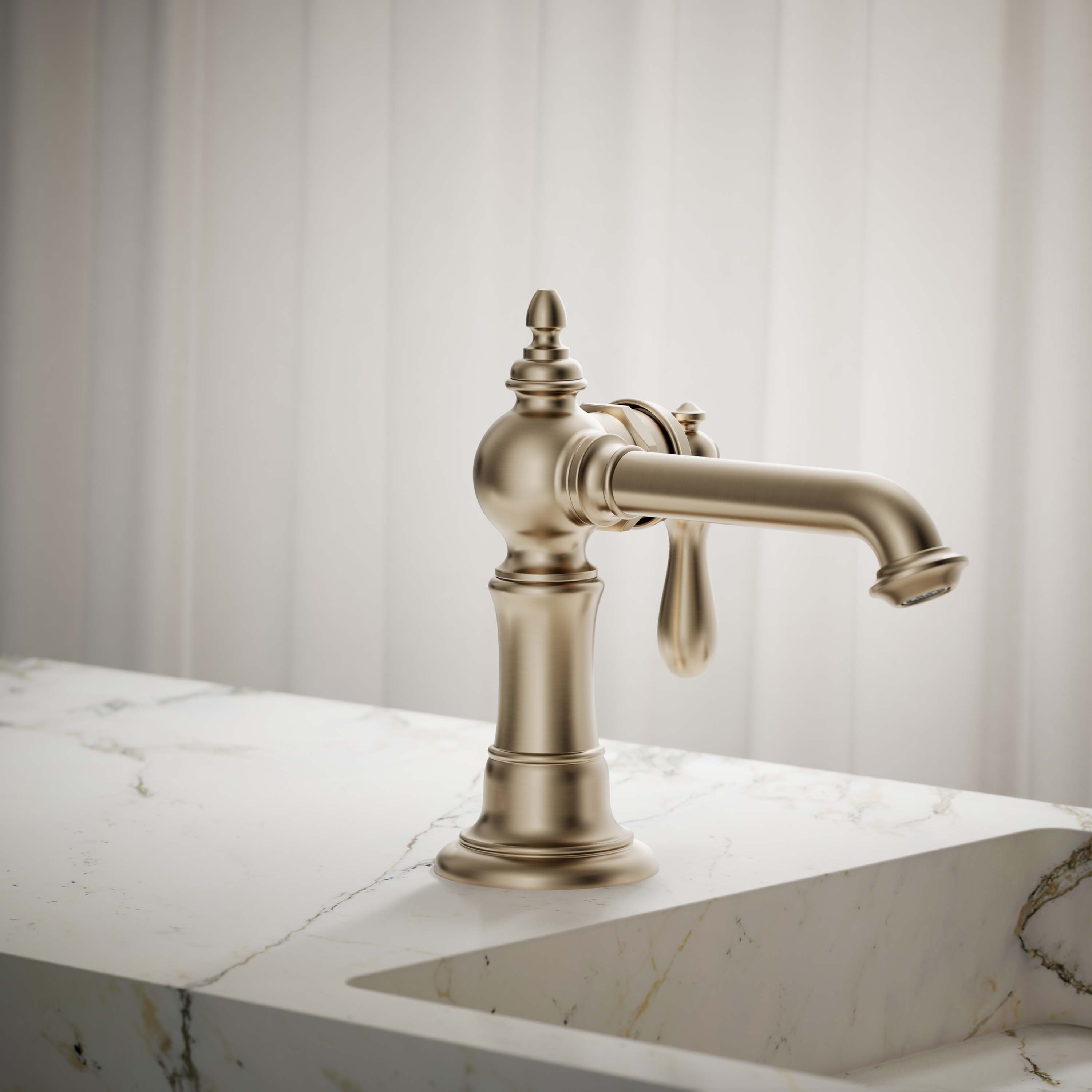 KOHLER Artifacts Single Hole Single-Handle Bathroom Faucet with Straight Lever Handle in Vibrant Brushed Nickel