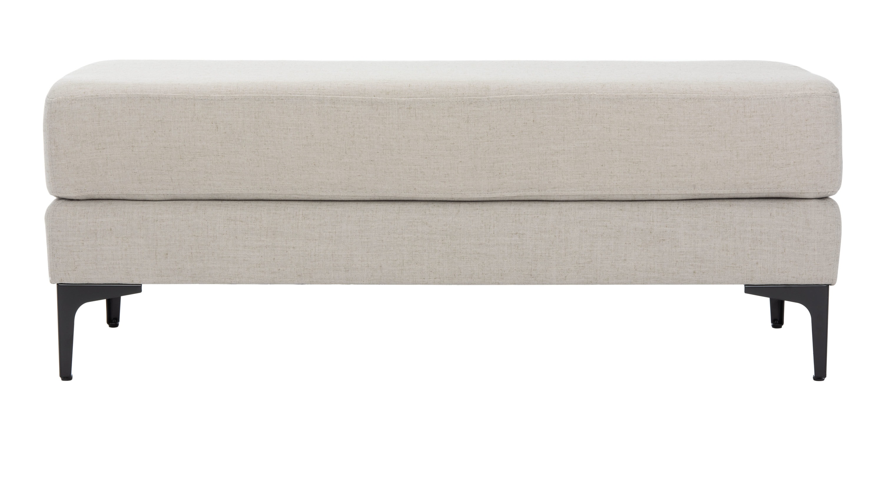 Elsie Transitional Light Grey Linen and Black Wood Bench