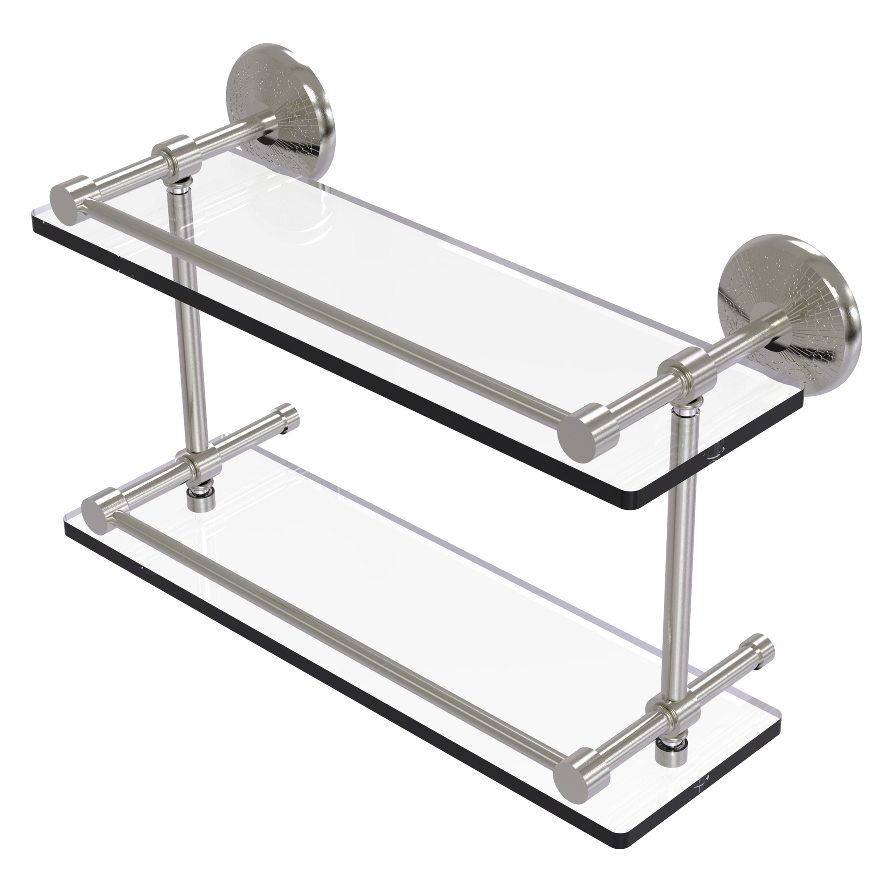 Allied Brass MC-2/16-GAL-SN Satin Nickel 2 -Tier Glass Wall mount Bathroom Shelf ( 16.6-in x 8-in x 6.1-in )