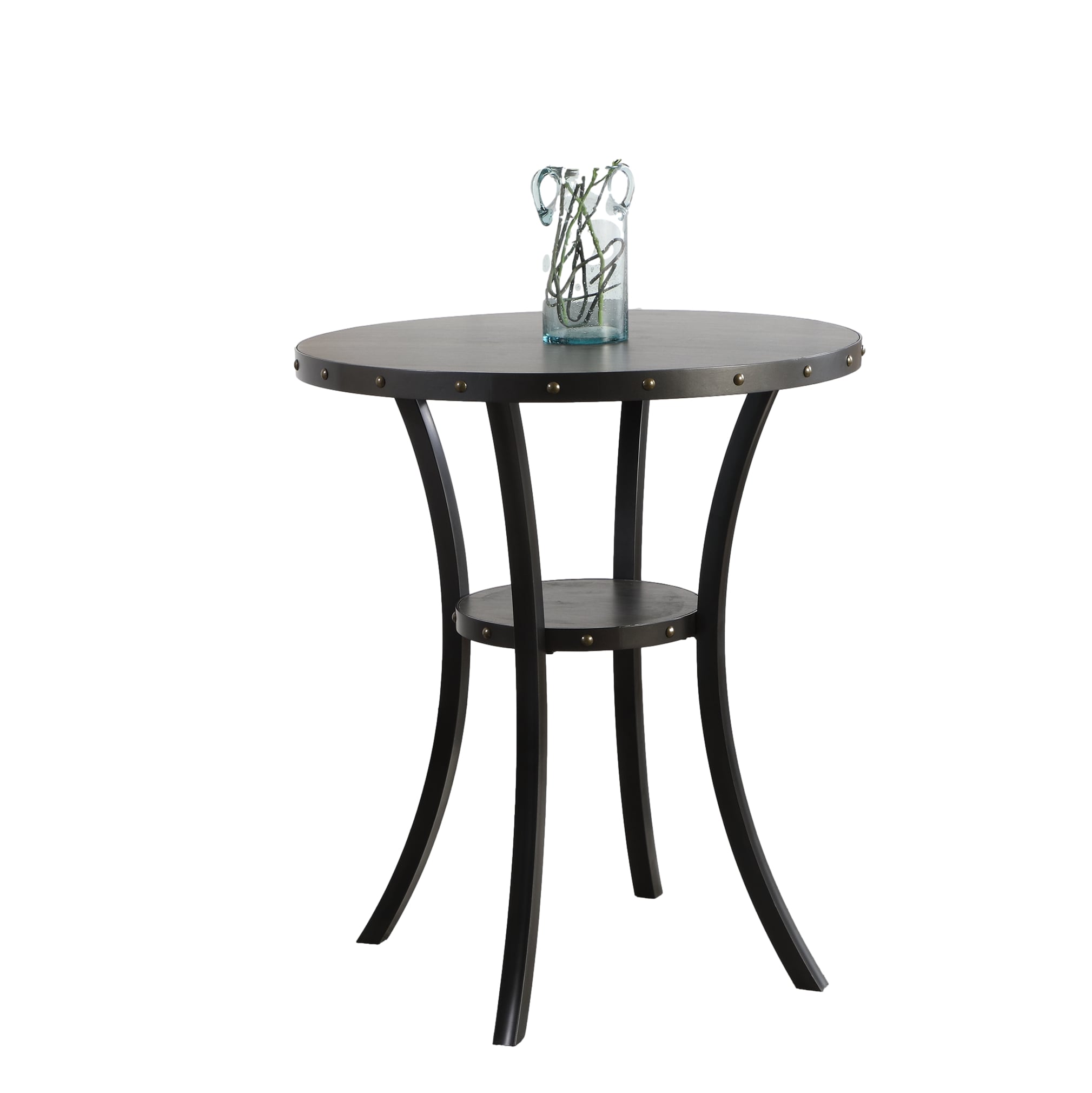 Roundhill Furniture PT164 Biony Espresso Round Casual Bar Table, MDF with Black Metal 36-in L x 42-in H