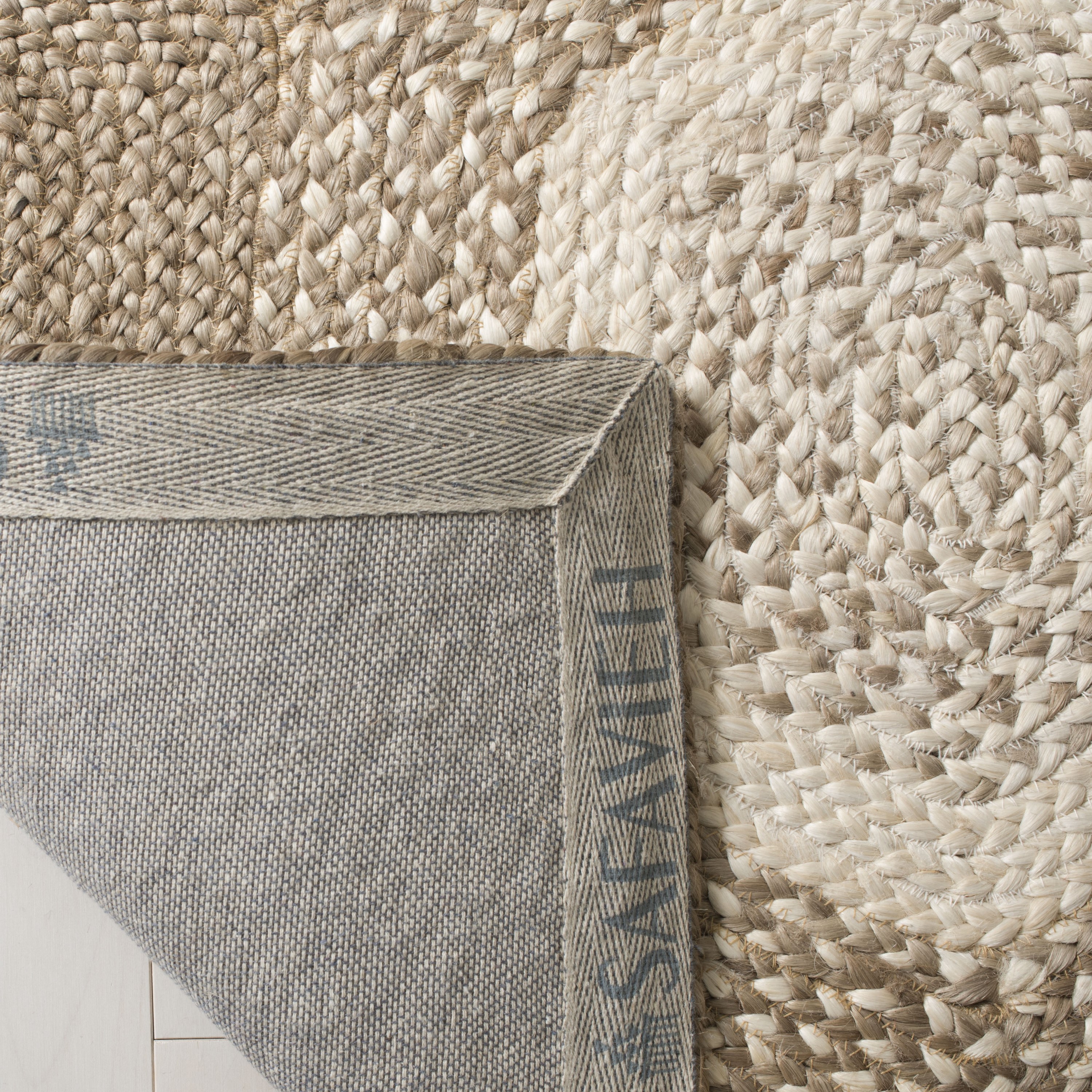 Gray and Ivory Geometric Handwoven Jute Runner Rug 2'6" x 8'