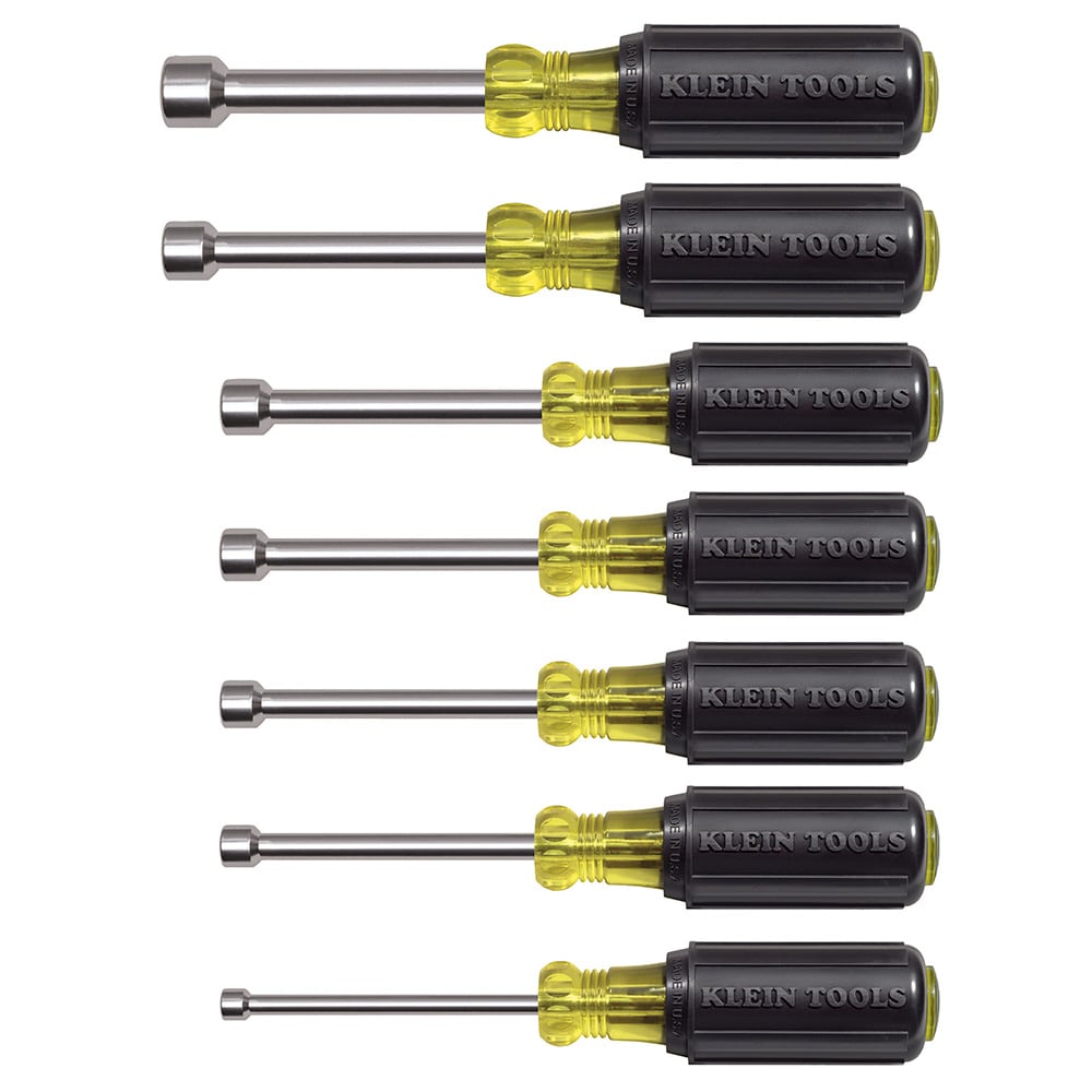 Klein Tools Nut Driver Set, Magnetic Nut Drivers, 3-Inch Shaft, 7-Piece ...