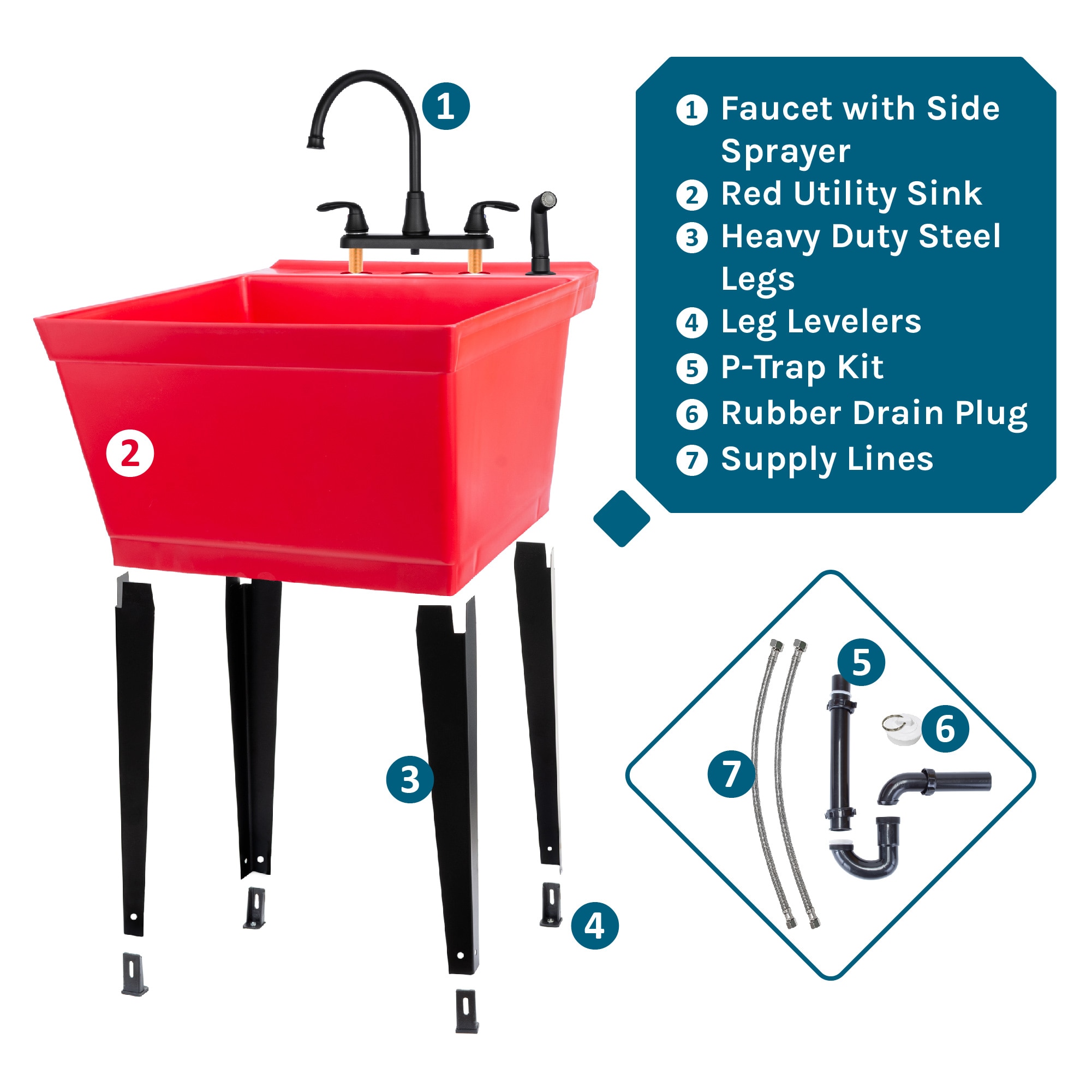 Cambridge Resources 040 US6509RDBLK Laundry-Tubs-Utility-Sinks - View #8