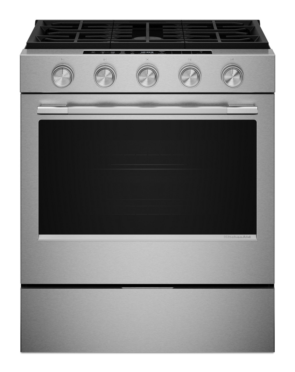 KitchenAid KSGS530SPS 30-in 5 burners 5-cu ft Air Fry Convection Oven Slide-In Natural Gas Range ( Fingerprint Resistant Stainless Steel )
