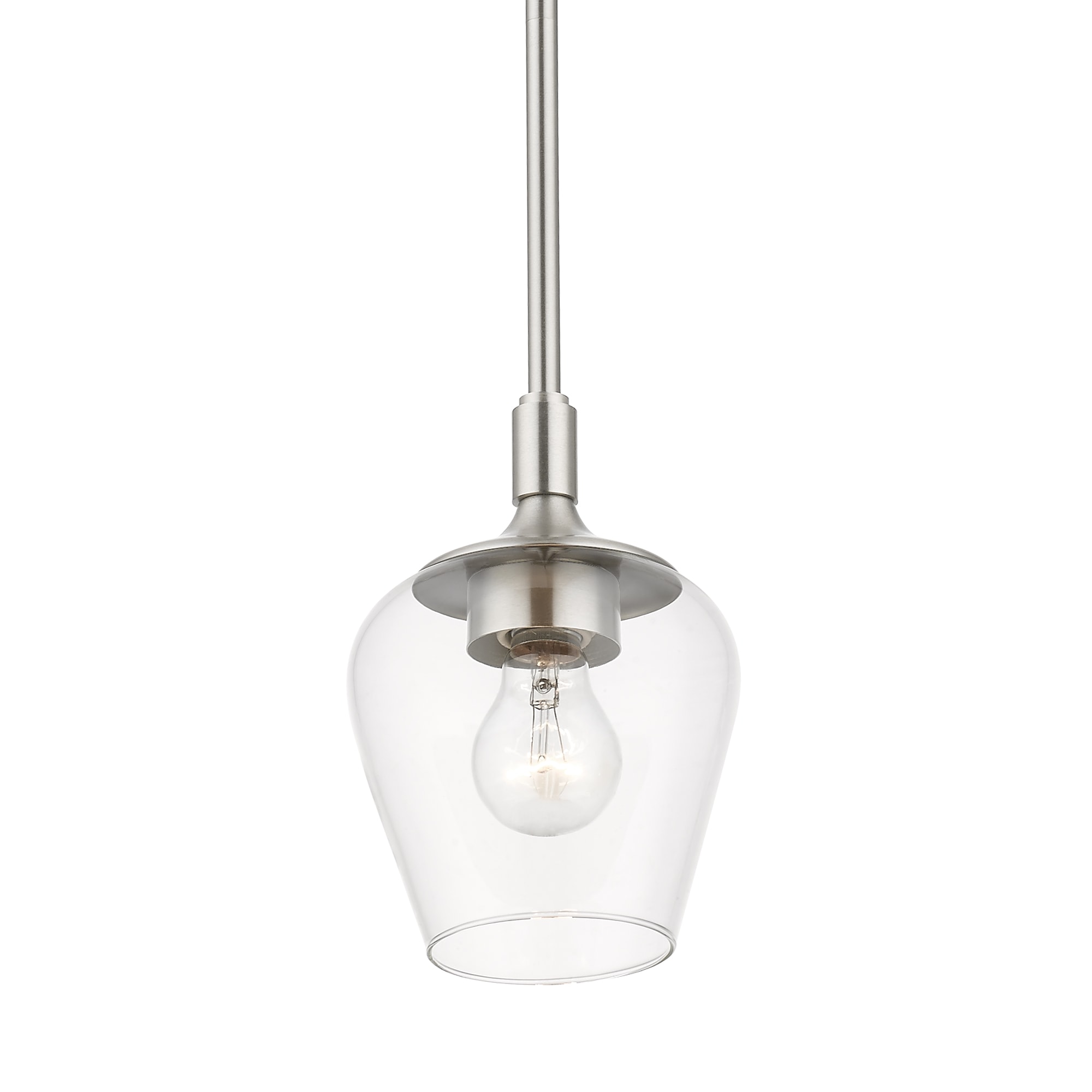 Transitional Brushed Nickel 1-Light Pendant with Clear Glass Shade